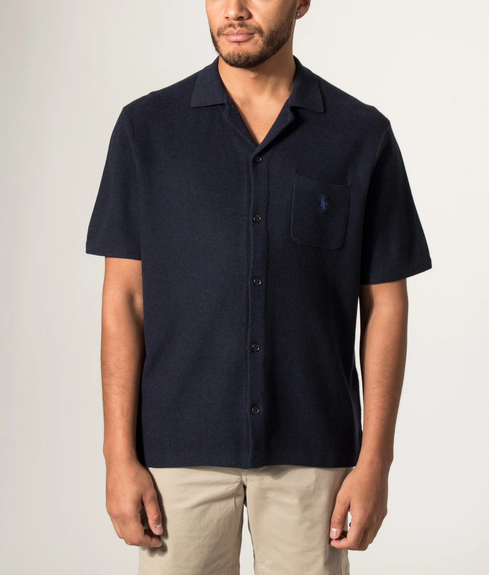 Loose Fit Mesh Knit Cotton Short Sleeve Shirt - Image 2