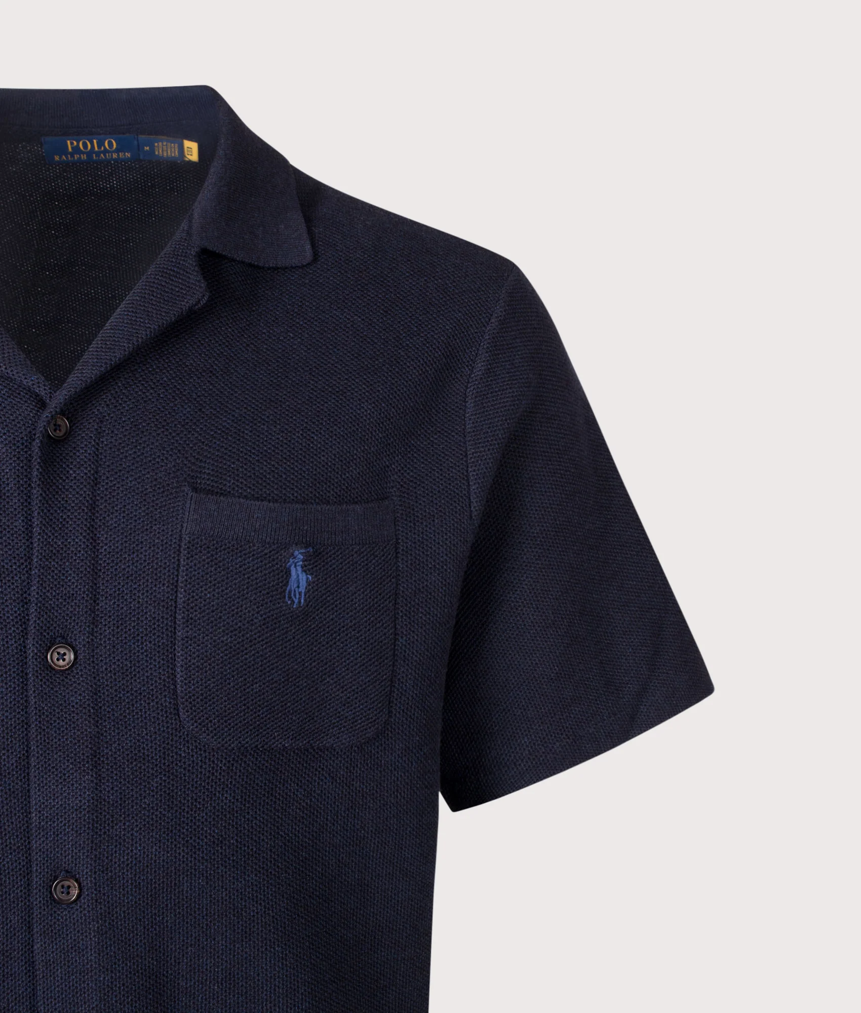 Loose Fit Mesh Knit Cotton Short Sleeve Shirt - Image 3