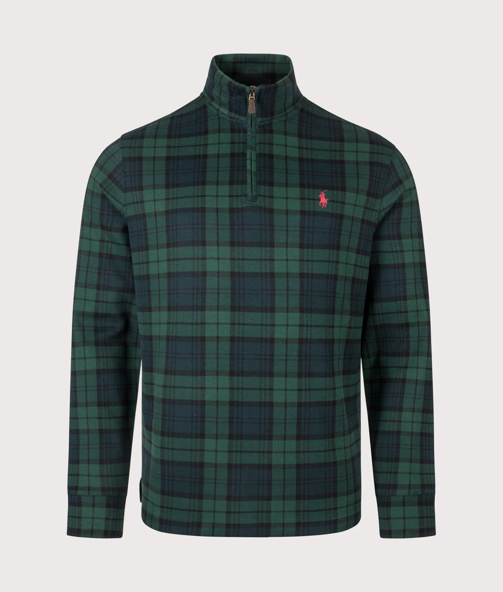 Plaid Estate-Rib Quarter-Zip Jumper