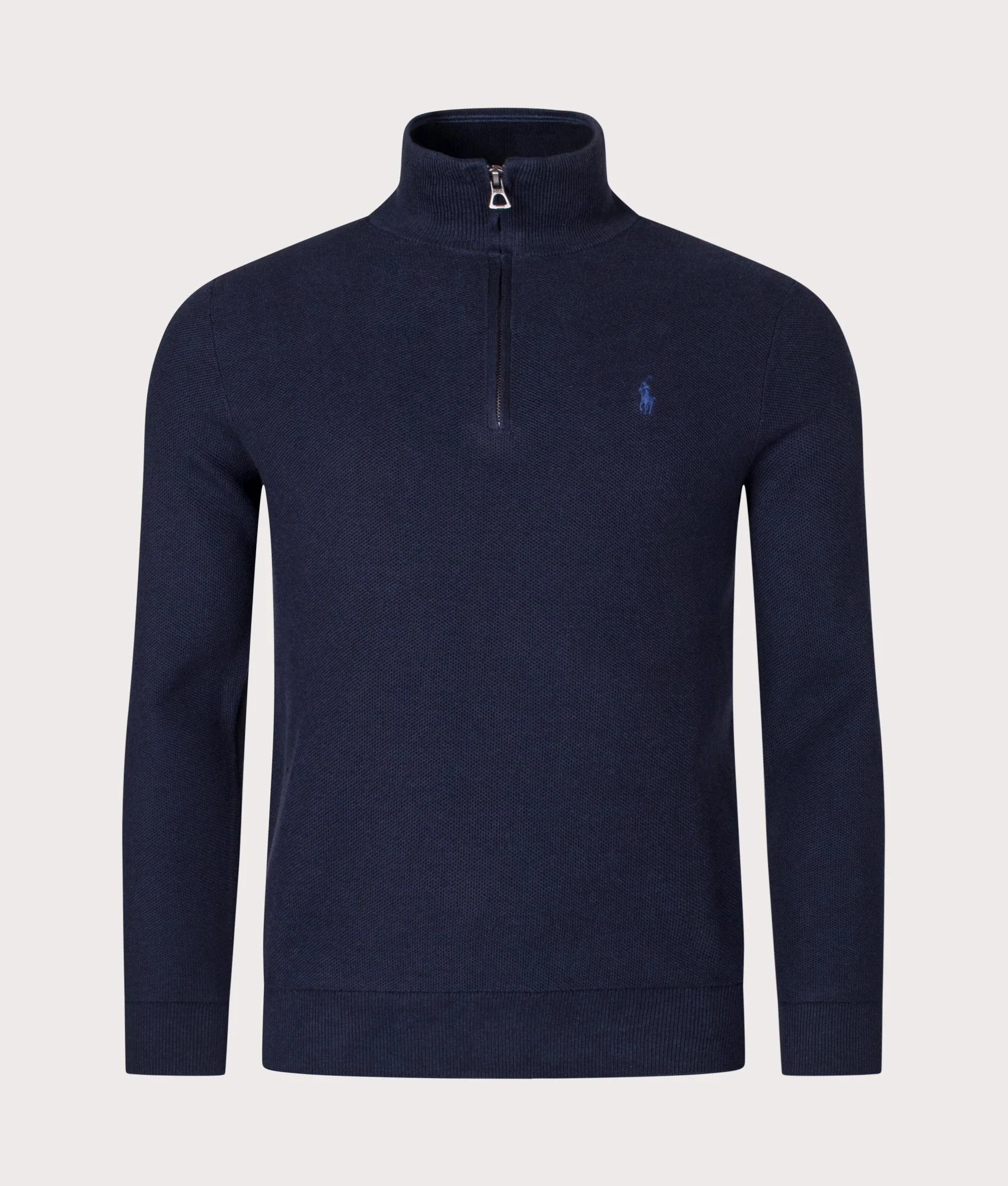 Contrast Logo Quarter Zip Knit Jumper