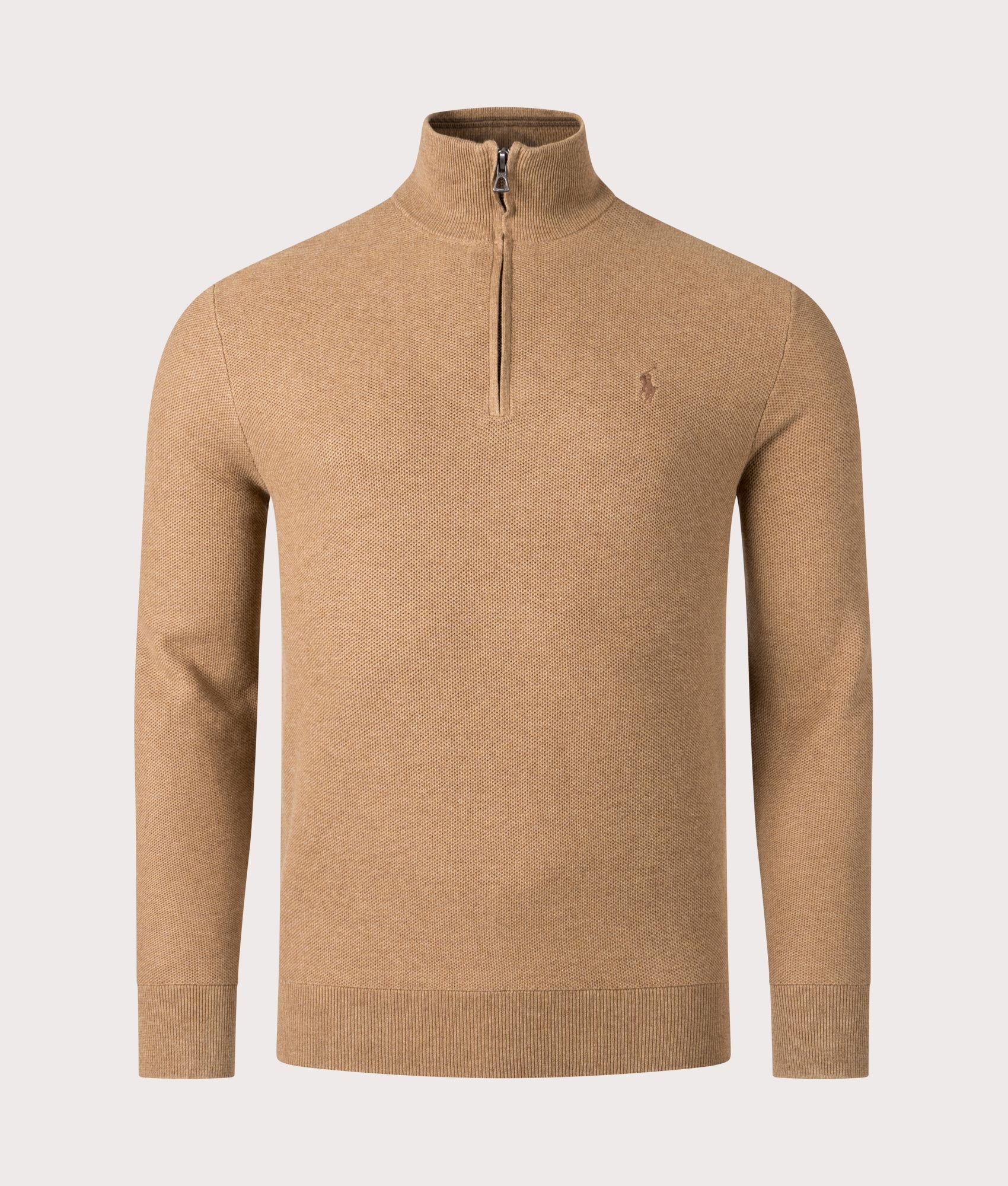 Contrast Logo Quarter Zip Knit Jumper
