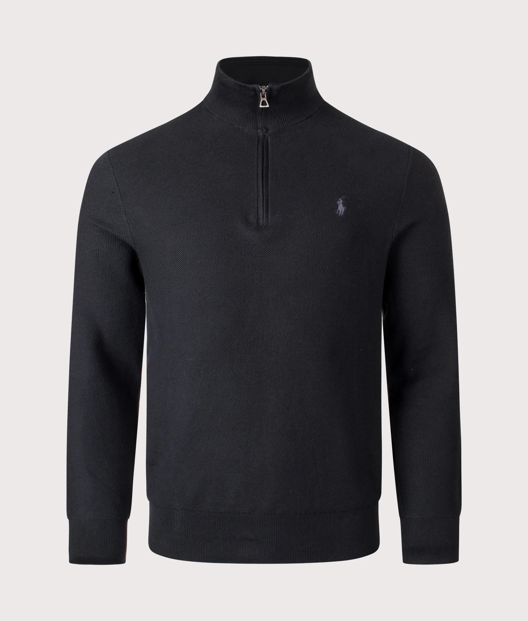 Contrast Logo Quarter Zip Knit Jumper
