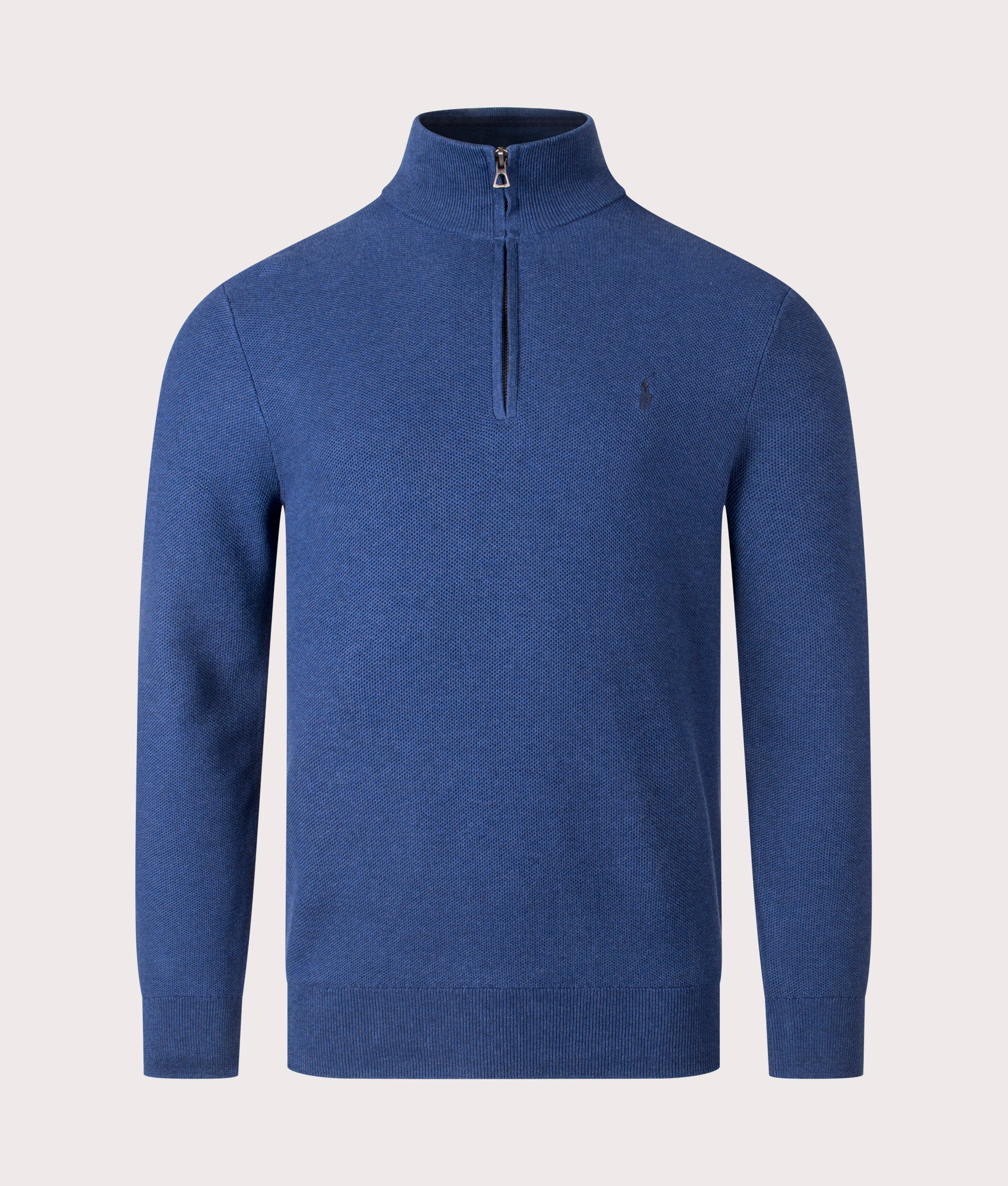 Contrast Logo Quarter Zip Knit Jumper