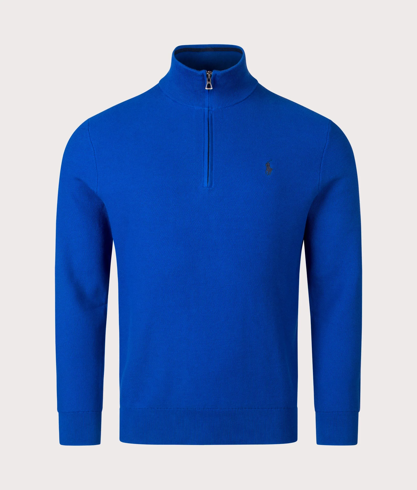 Contrast Logo Quarter Zip Knit Jumper
