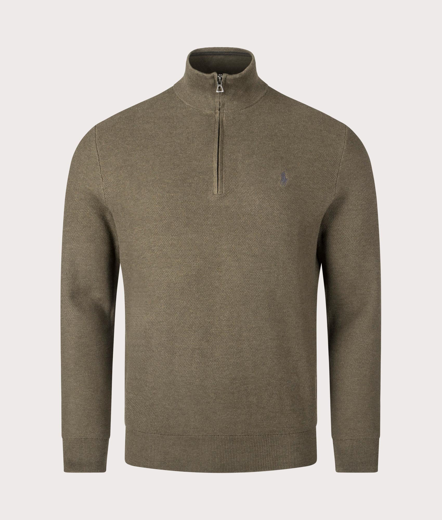 Contrast Logo Quarter Zip Knit Jumper