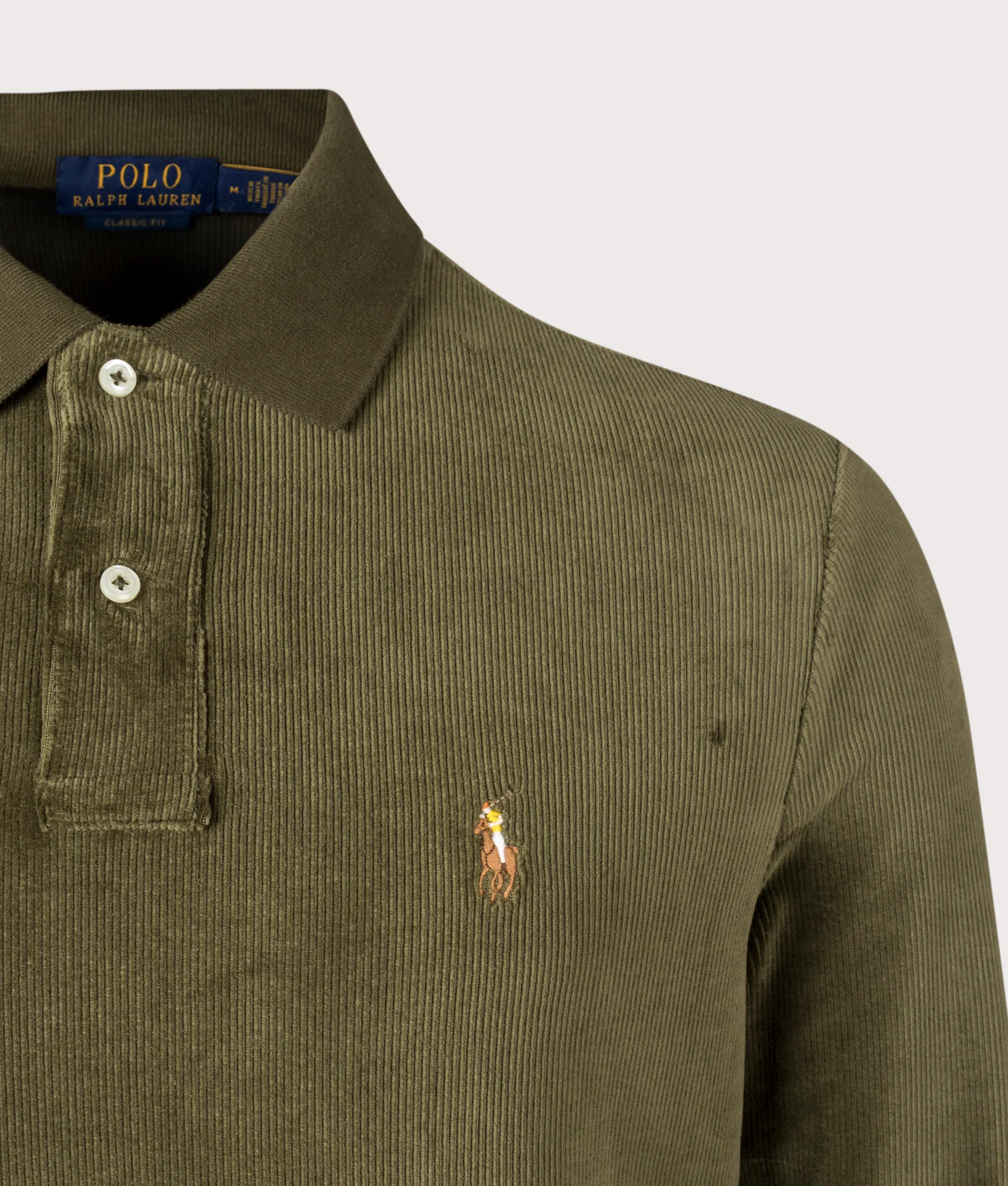 Relaxed Fit Long Sleeve Cord Polo Shirt - Image 3