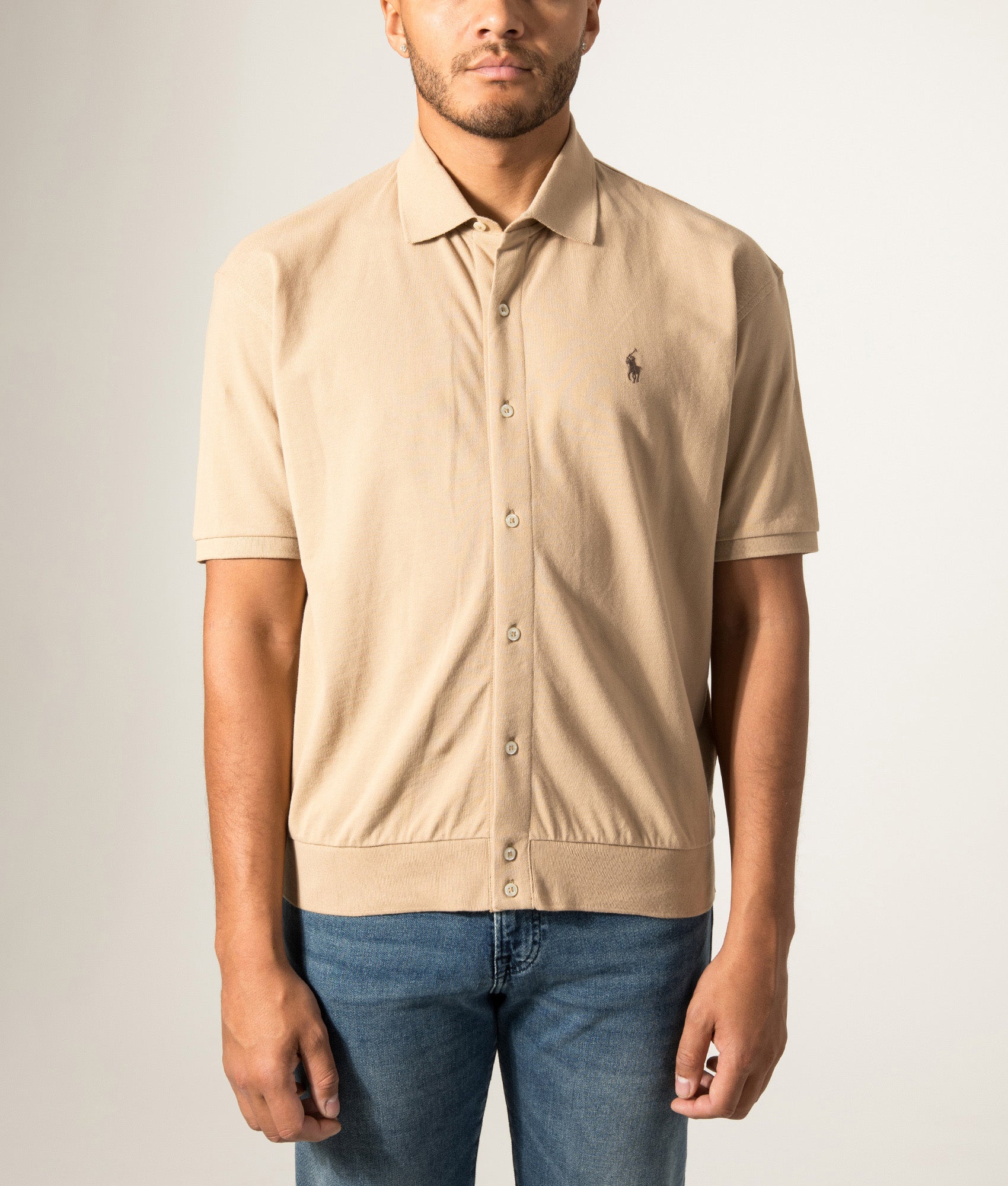Relaxed Fit Short Sleeve Cotton Mesh Shirt - Image 2