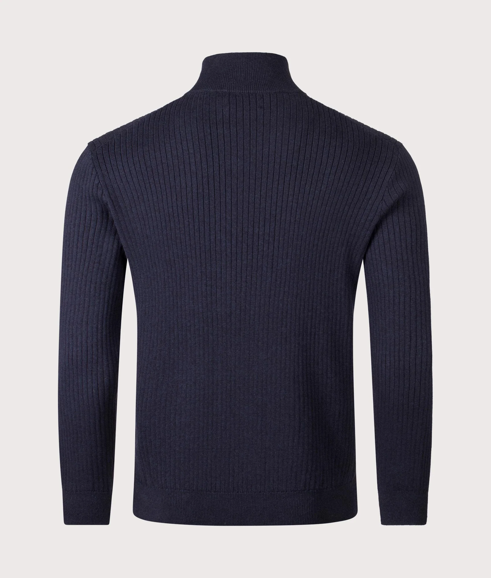 Rib Knit Cotton Quarter Zip Sweatshirt - Image 3