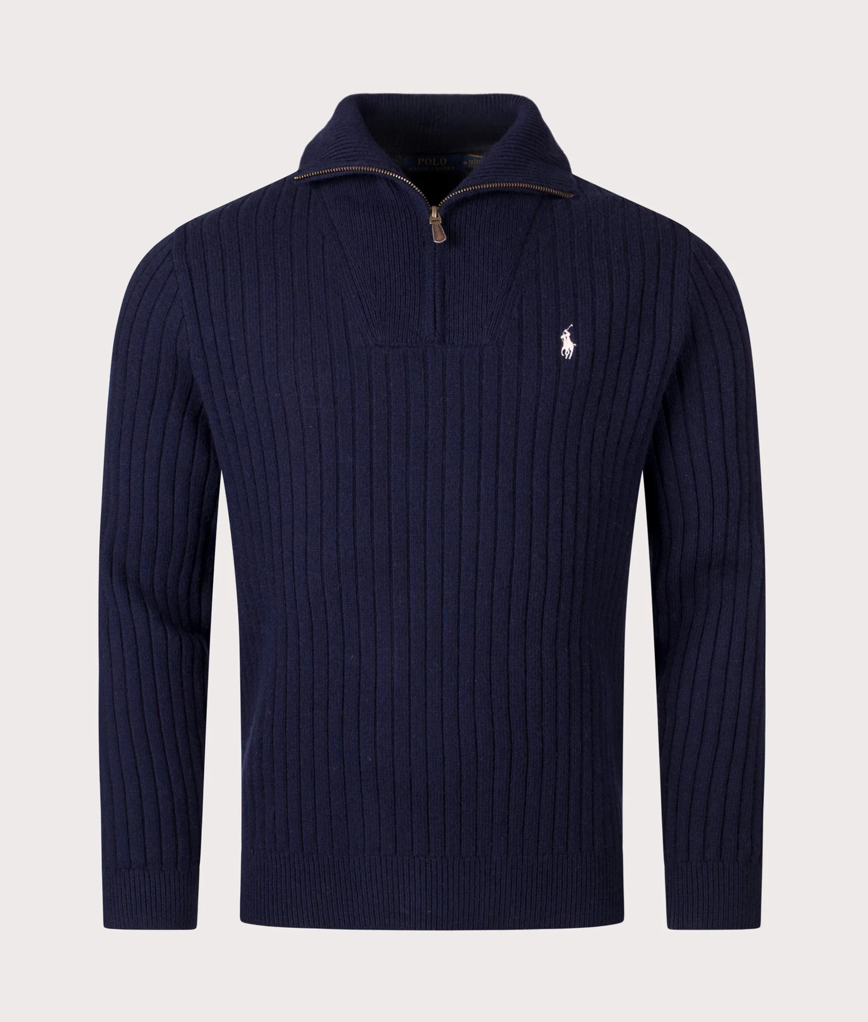Rib Knit Wool Quarter Zip