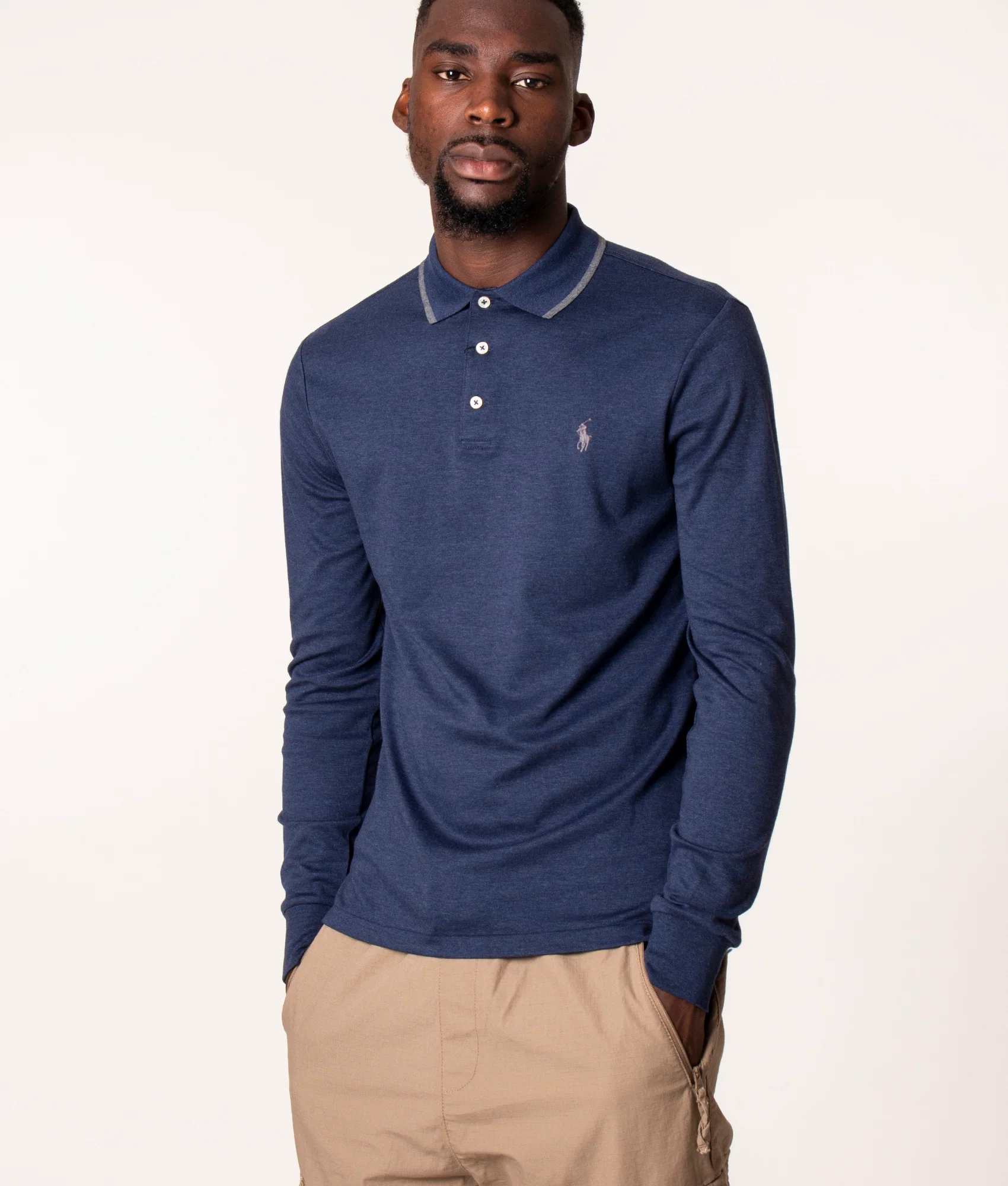 Slim Fit Long Sleeve Polo Shirt - Image 2
