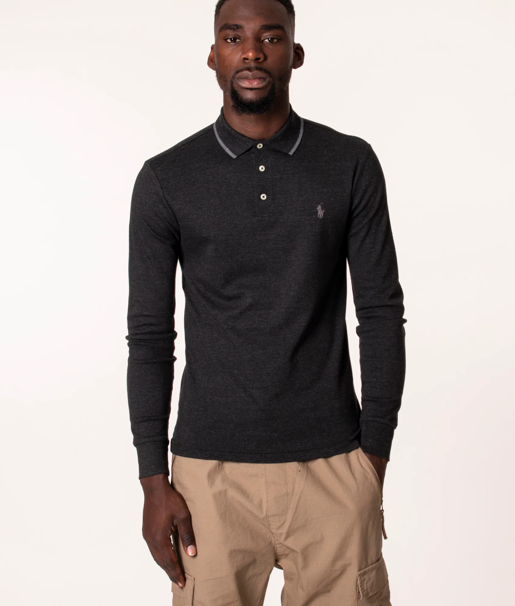 Slim Fit Long Sleeve Polo Shirt - Image 2