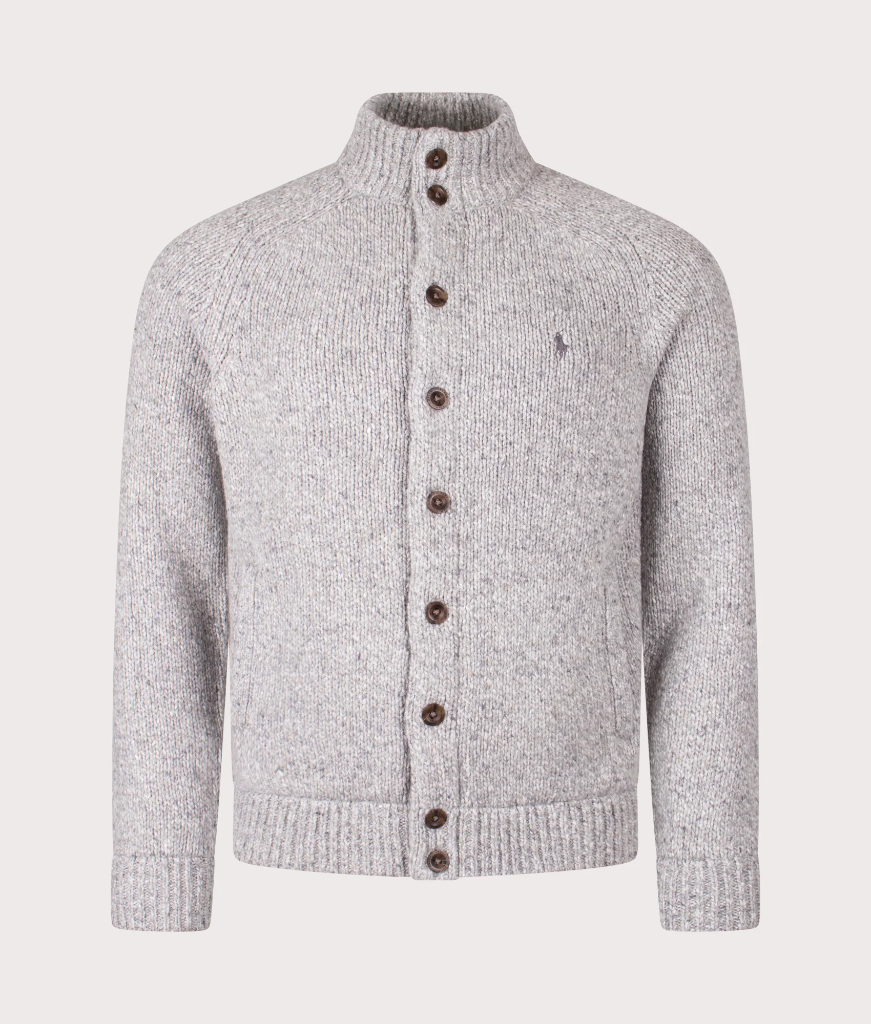 Wool-Blend Mockneck Cardigan