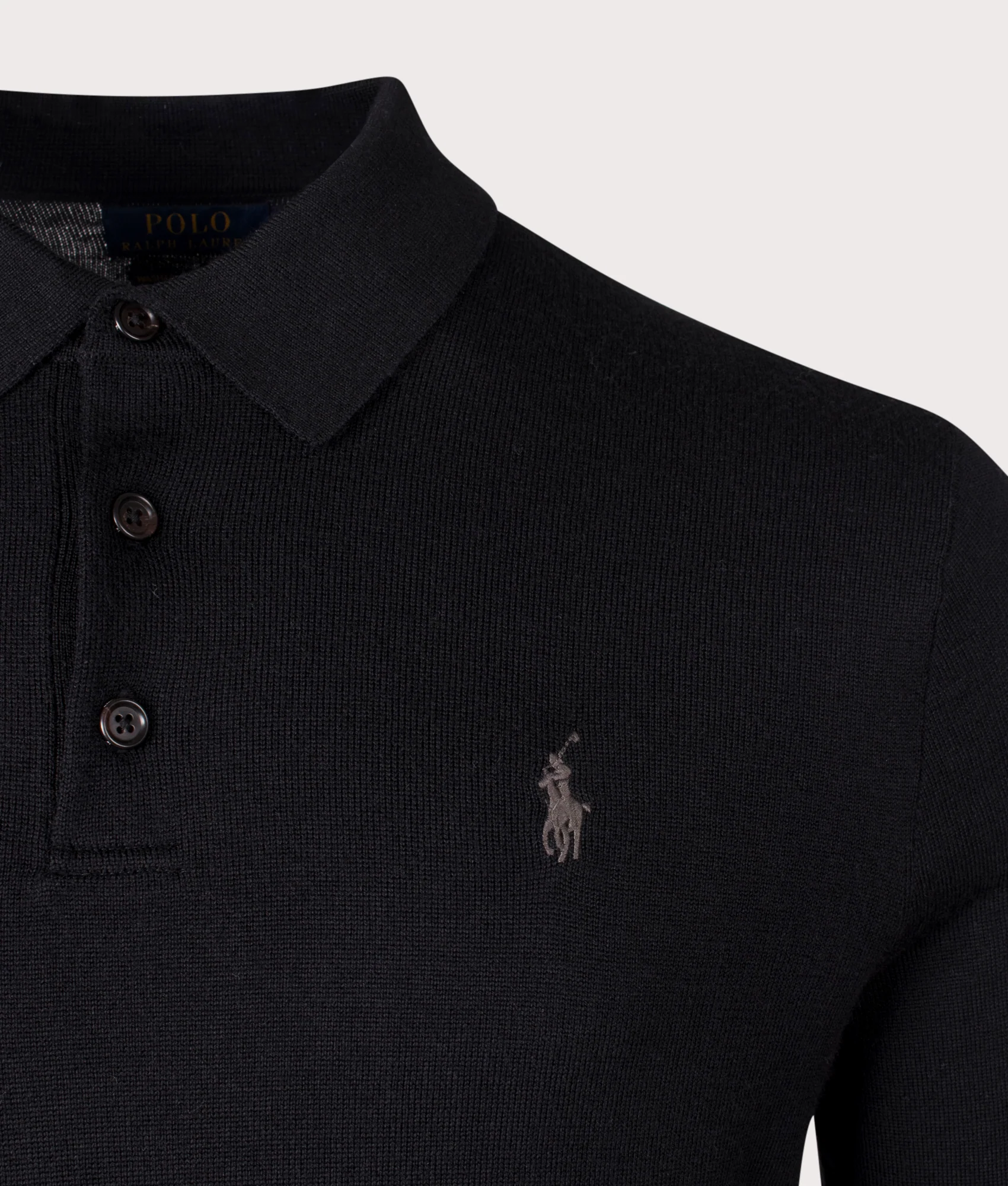 100% Wool Knitted Long Sleeve Polo Shirt - Image 2
