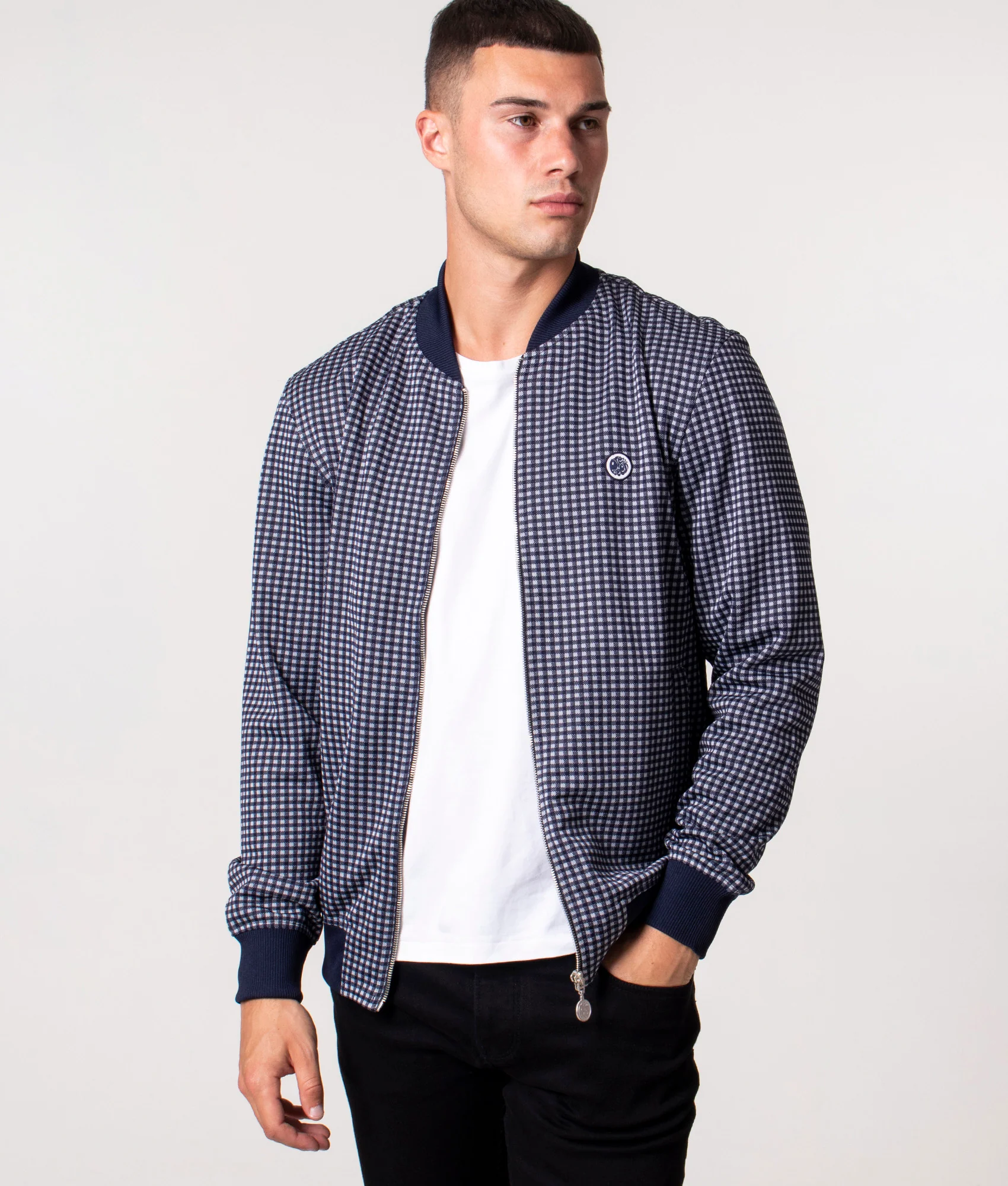Slim Fit Gingham Bomber Jacket - Image 3