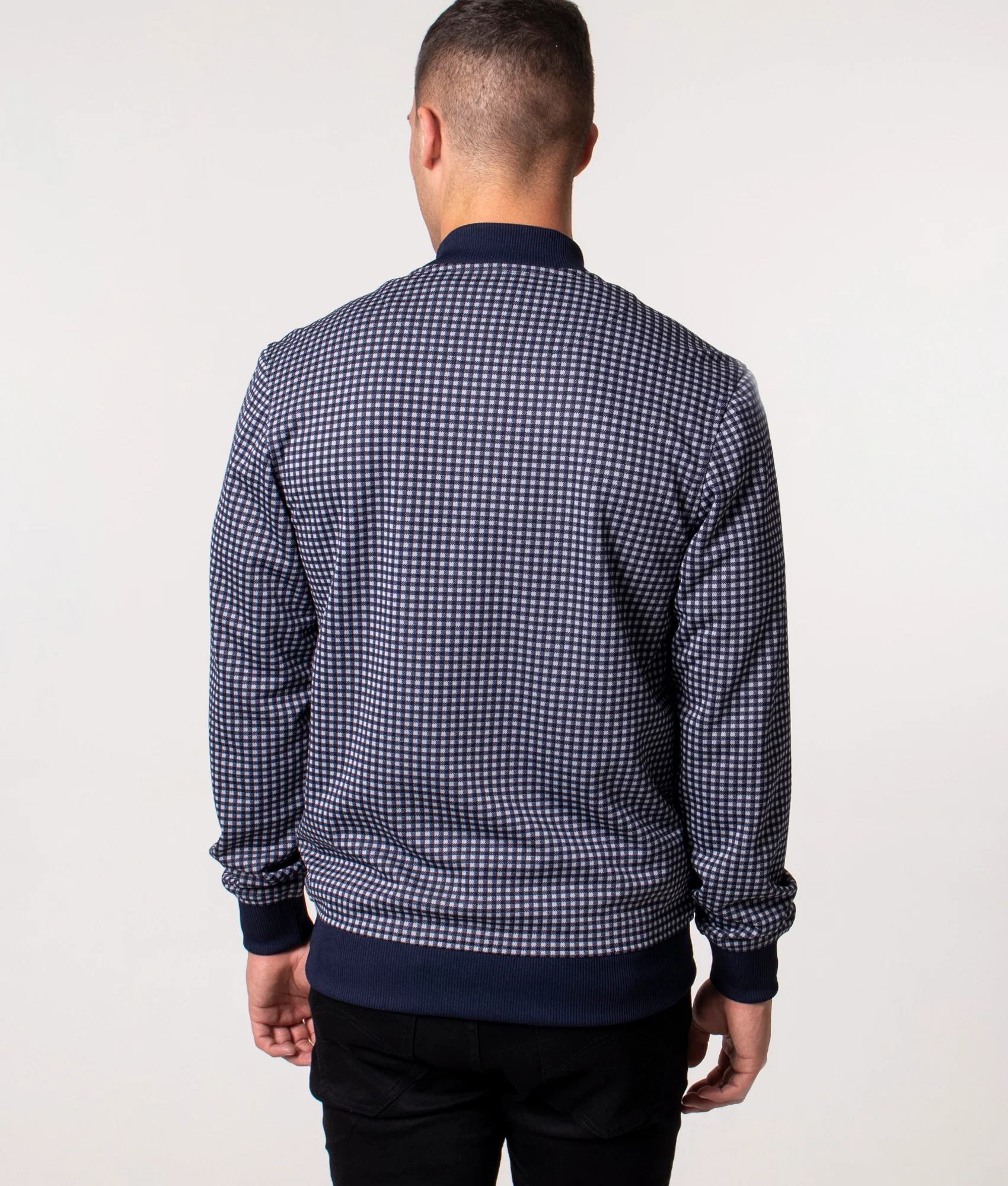 Slim Fit Gingham Bomber Jacket - Image 4