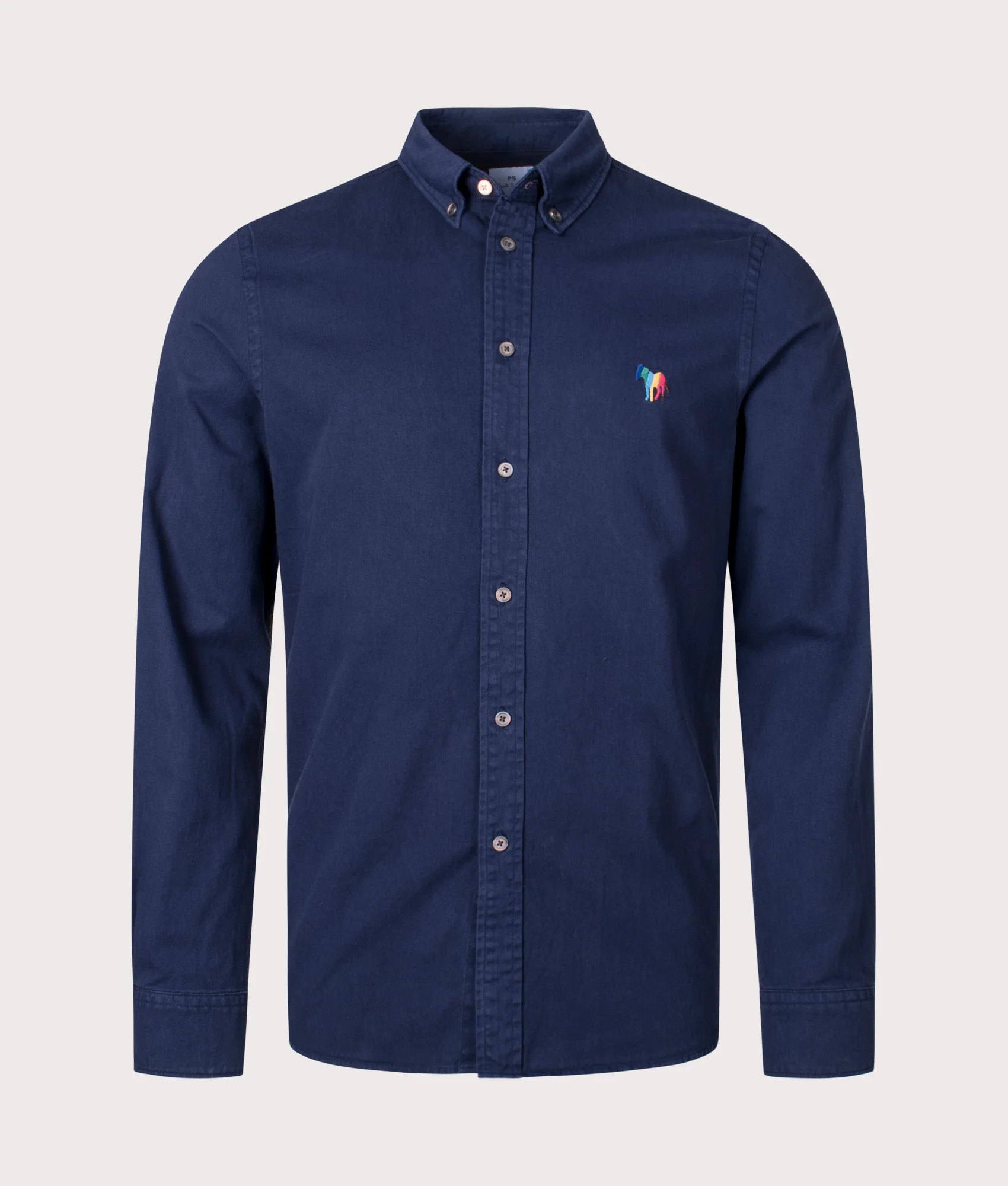 Regular Fit Button Down Broad Stripe Zebra Motif Shirt