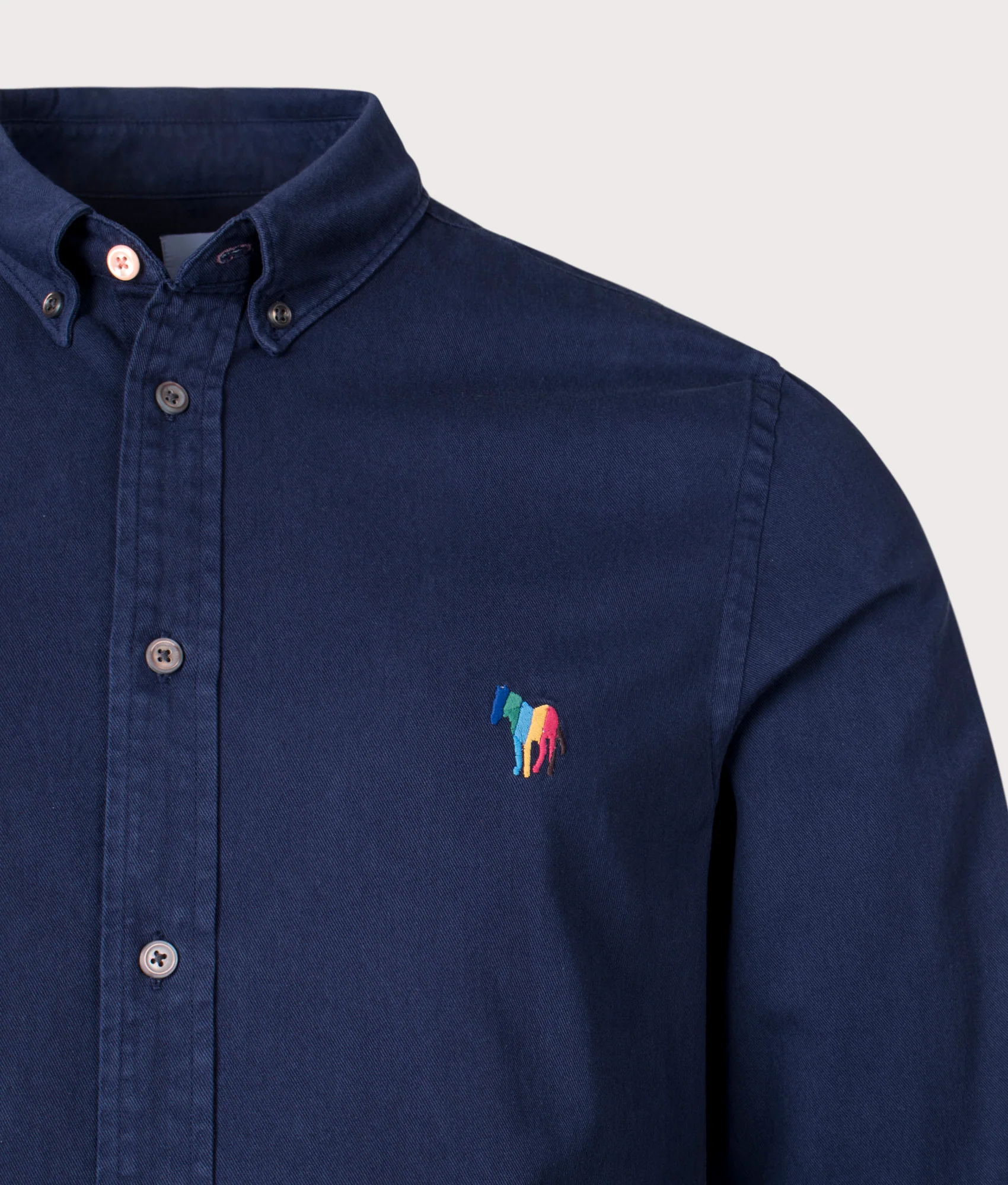 Regular Fit Button Down Broad Stripe Zebra Motif Shirt - Image 2