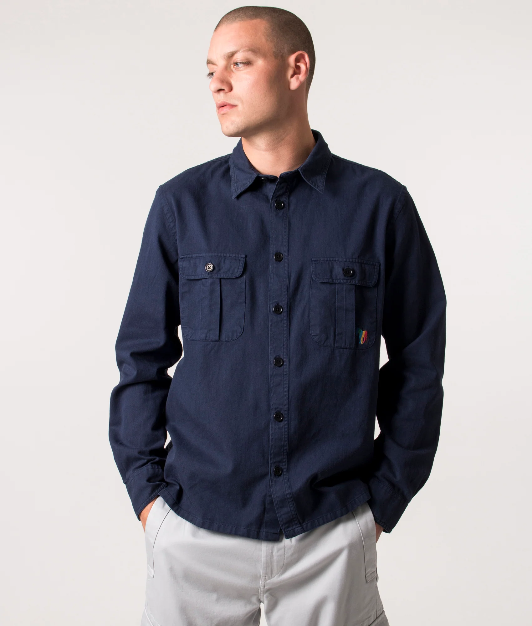 Relaxed Fit Broad Stripe Zebra Logo Shirt