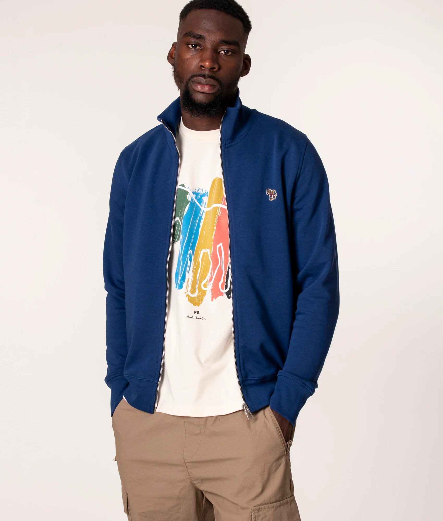 Regular Fit Zip Through Zebra Logo Sweatshirt - Image 3
