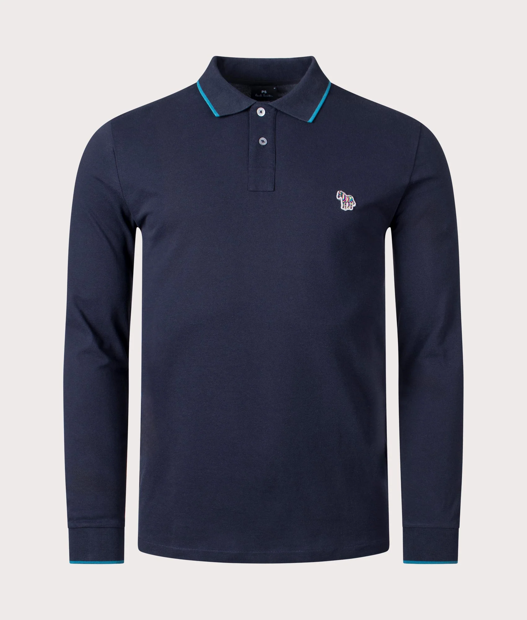 Regular Fit Long Sleeve Zebra Badge Polo Shirt
