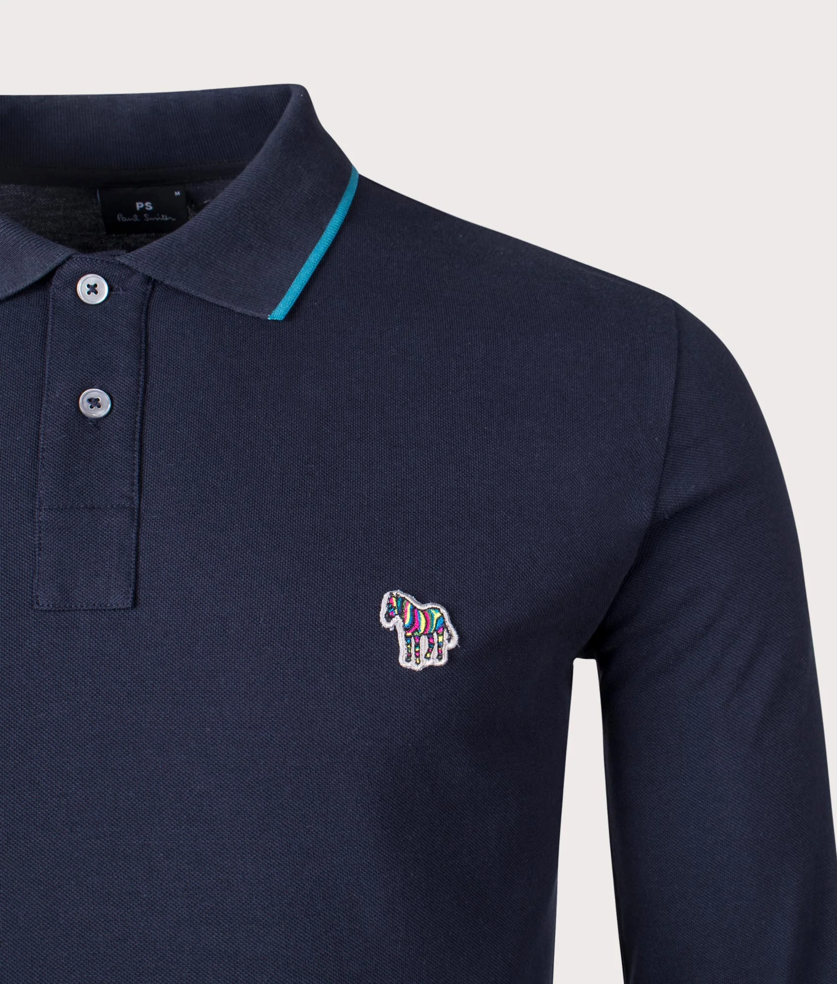 Regular Fit Long Sleeve Zebra Badge Polo Shirt - Image 2