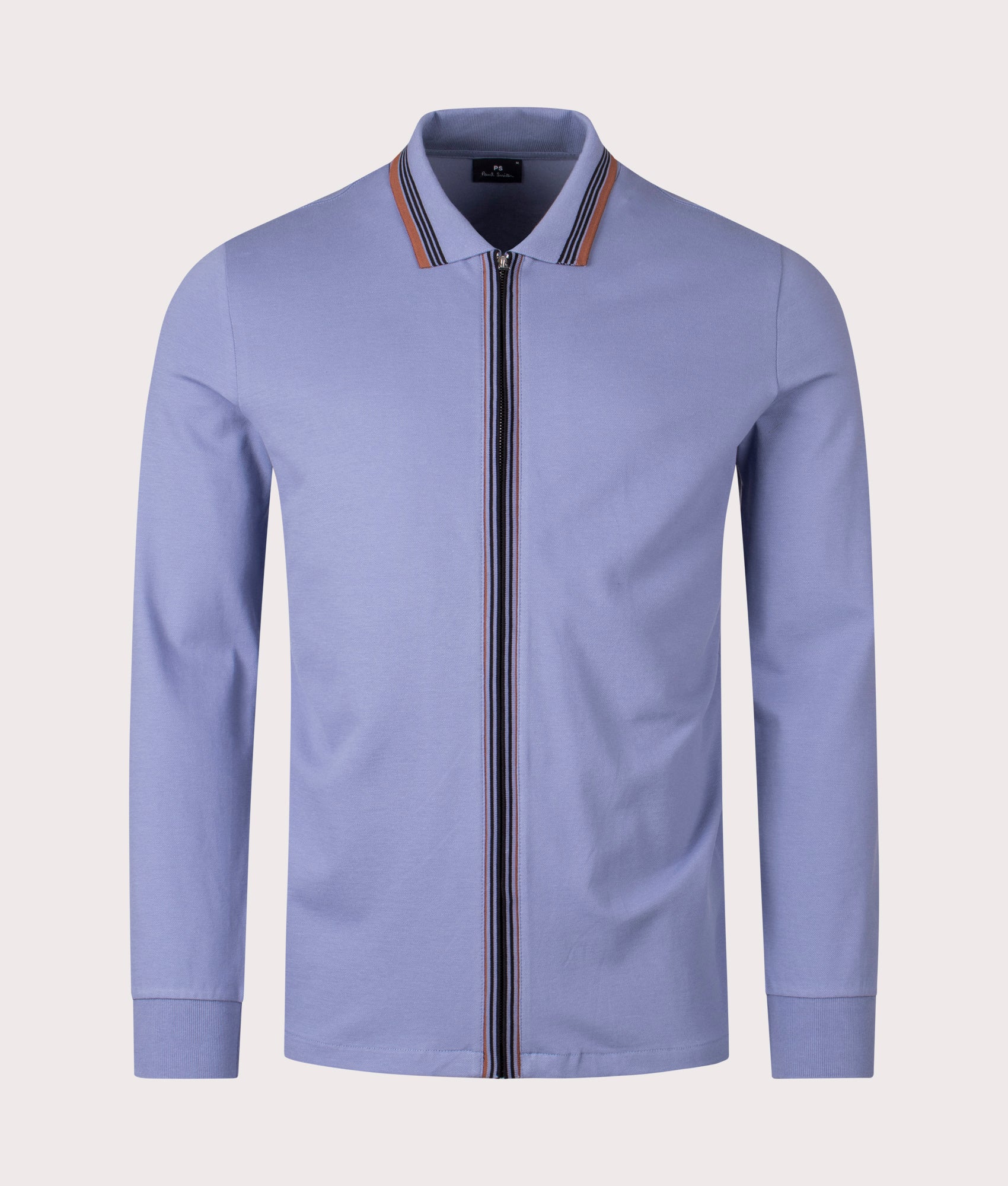 Regular Fit Long Sleeve Zip Through Polo Shirt