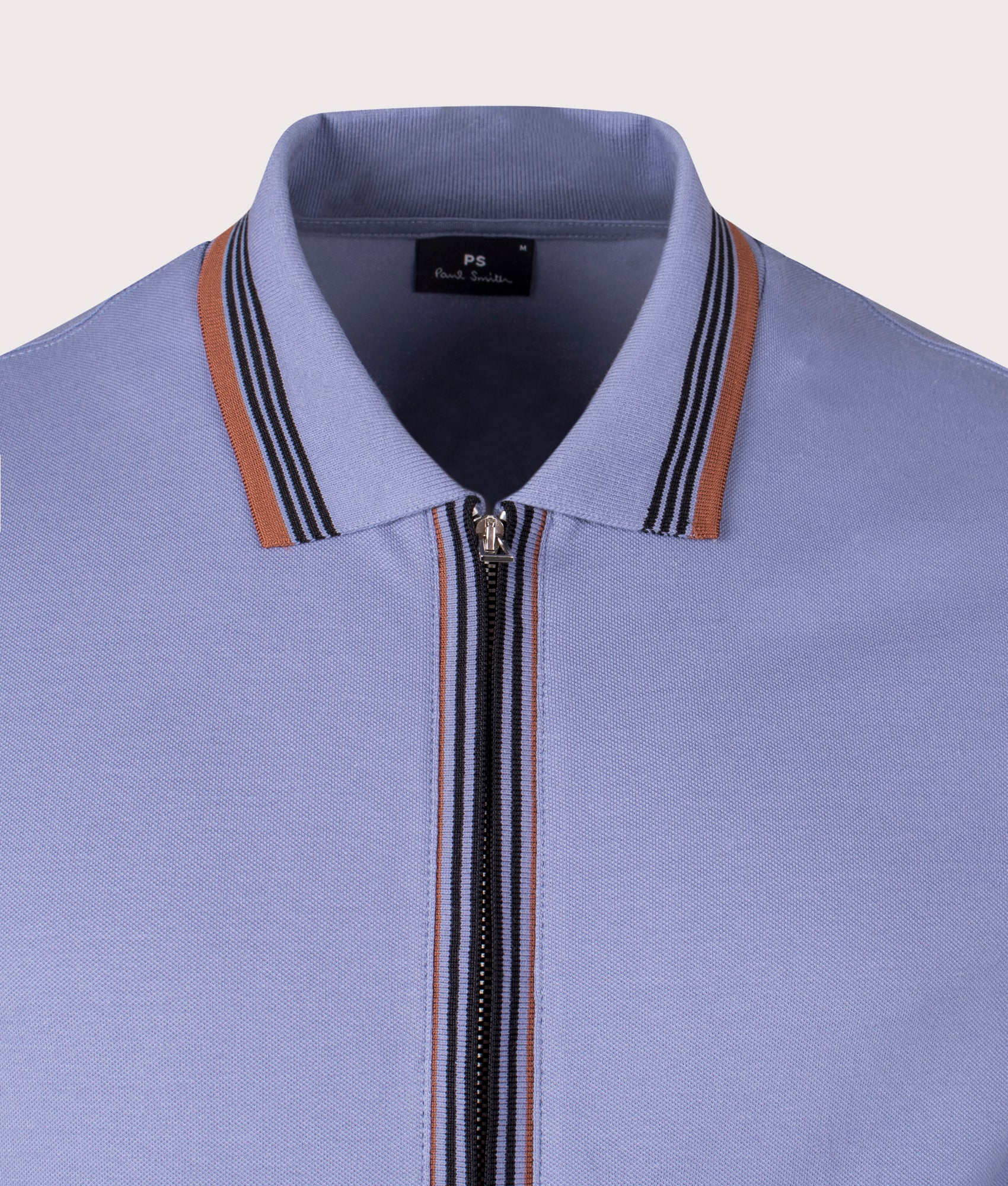 Regular Fit Long Sleeve Zip Through Polo Shirt - Image 2