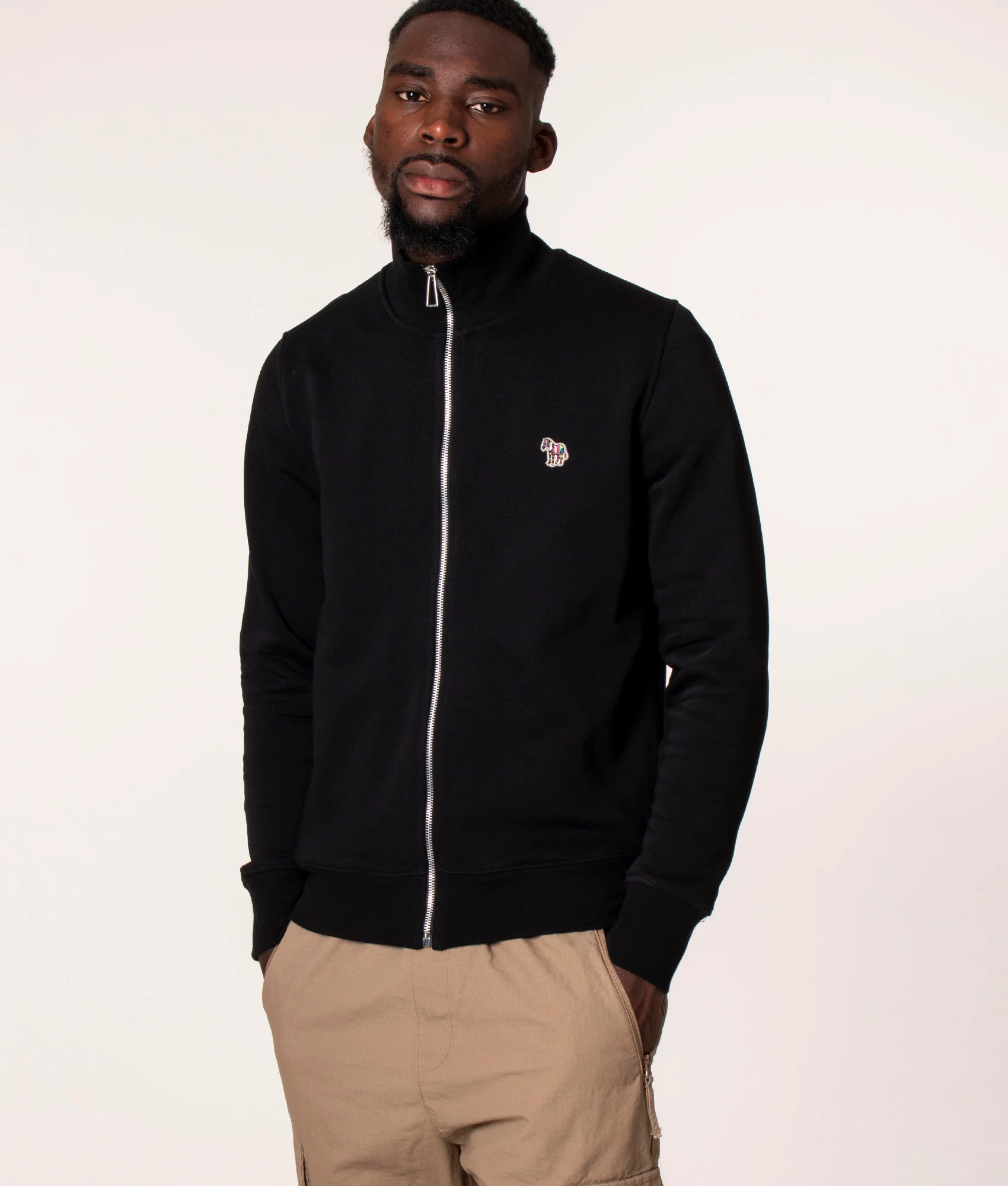Regular Fit Zip Through Zebra Logo Sweatshirt