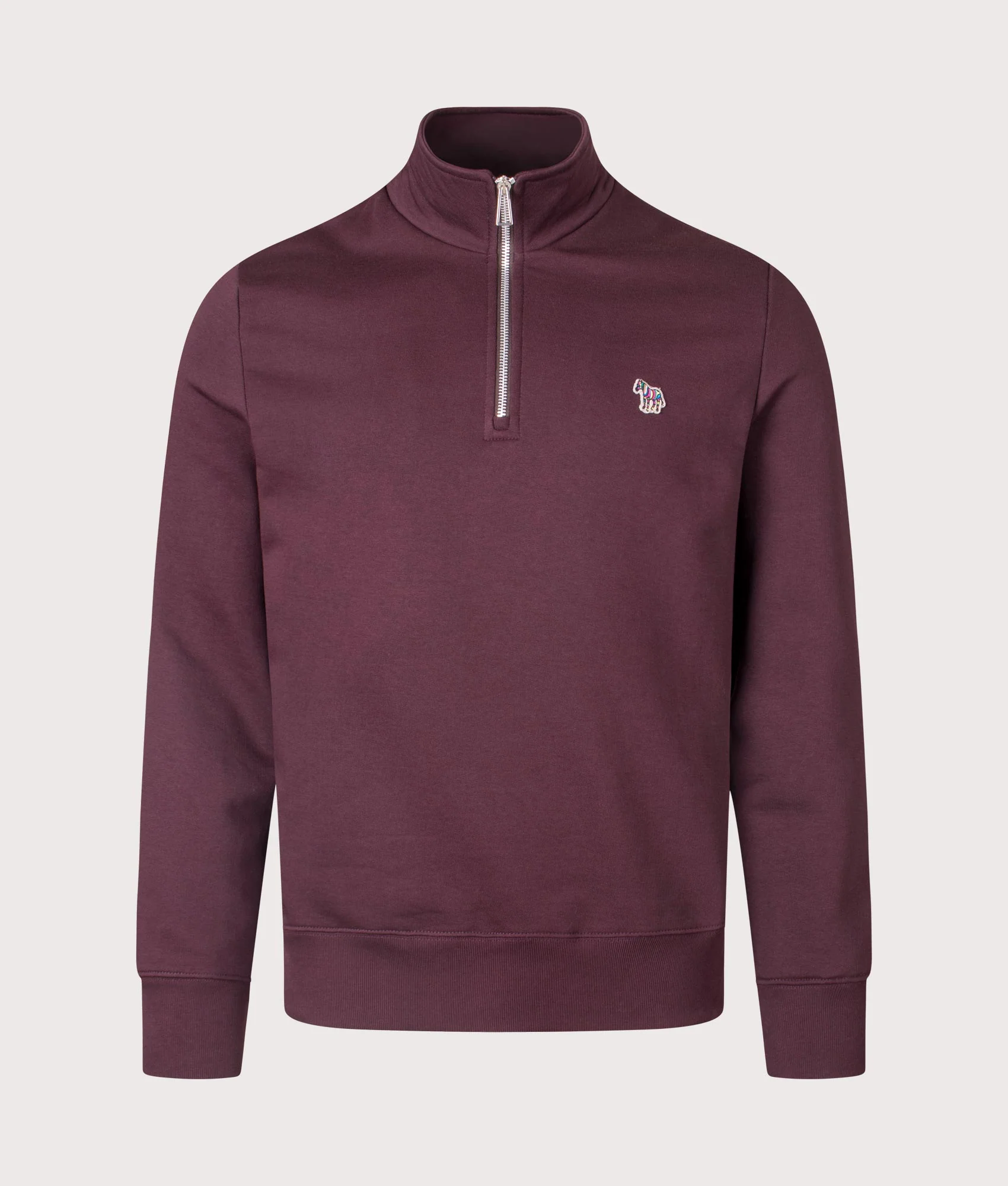 Regular Fit Organic Cotton Quarter Zip Zebra Sweatshirt