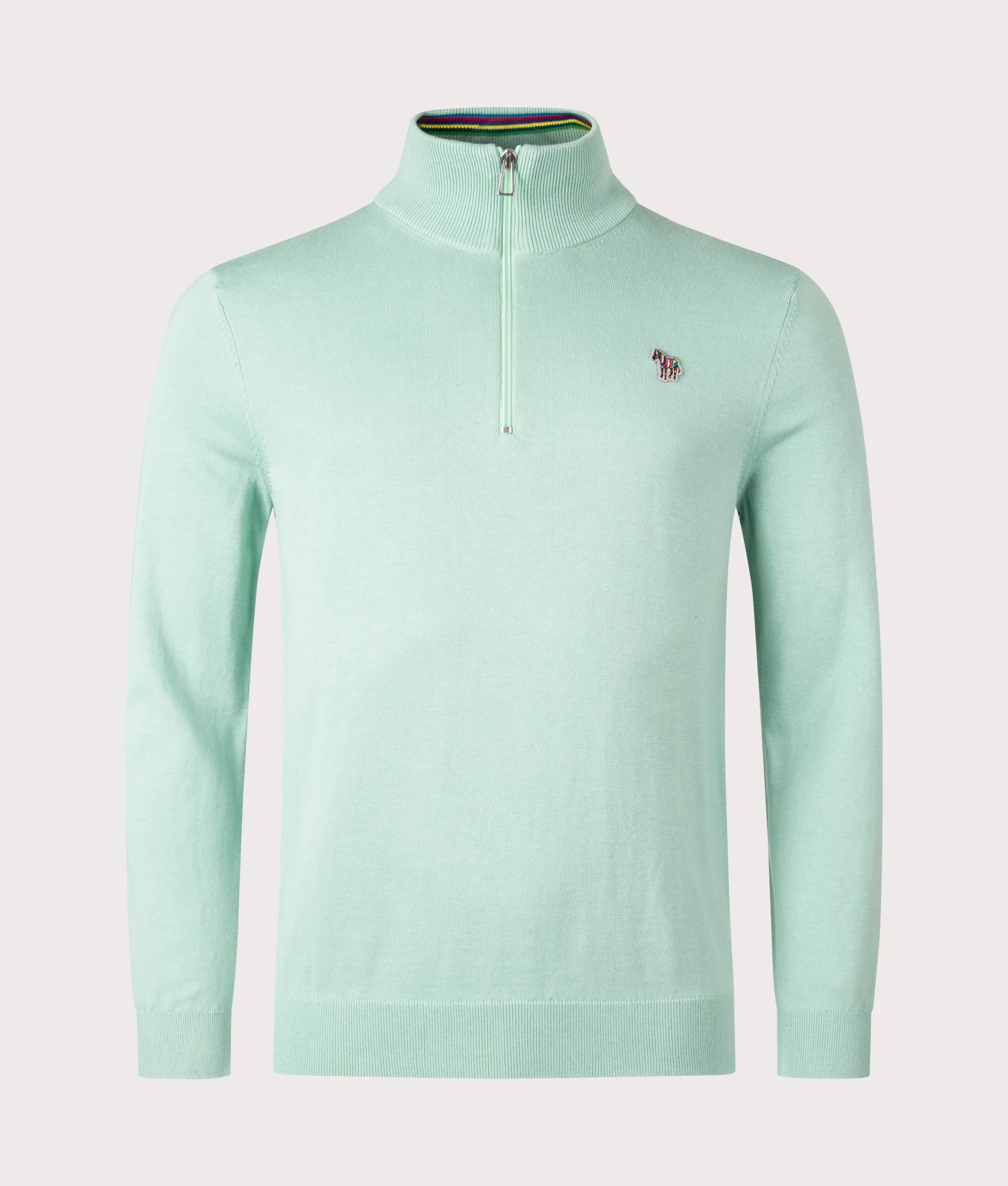 Regular Fit Quarter Zip Zebra Badge Knit Jumper