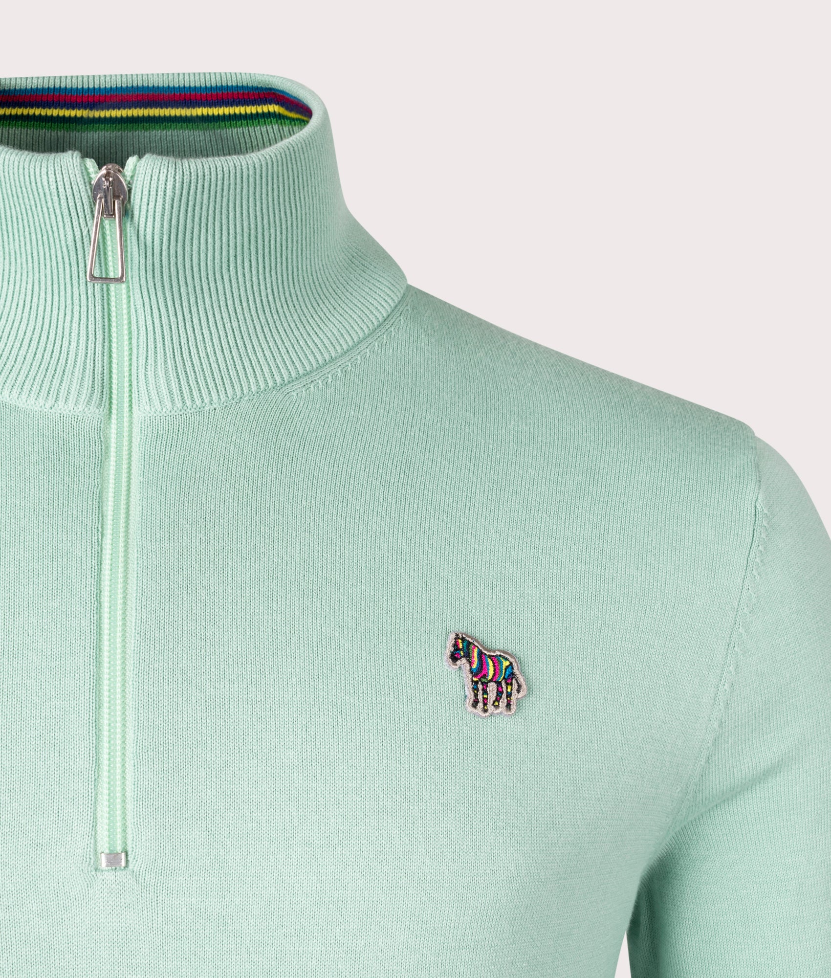 Regular Fit Quarter Zip Zebra Badge Knit Jumper - Image 2