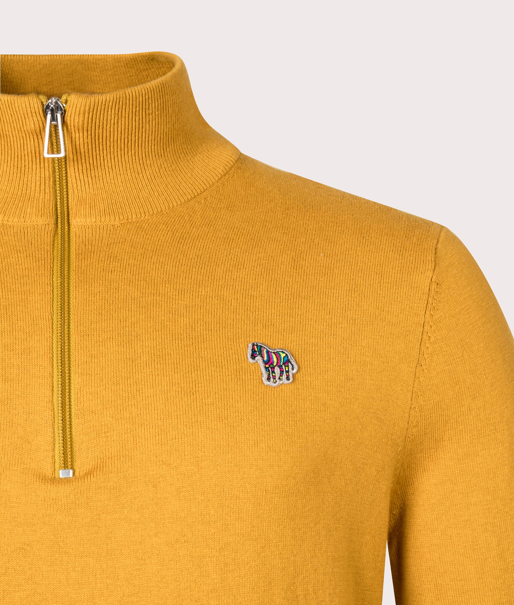 Regular Fit Quarter Zip Zebra Badge Knit Jumper - Image 2