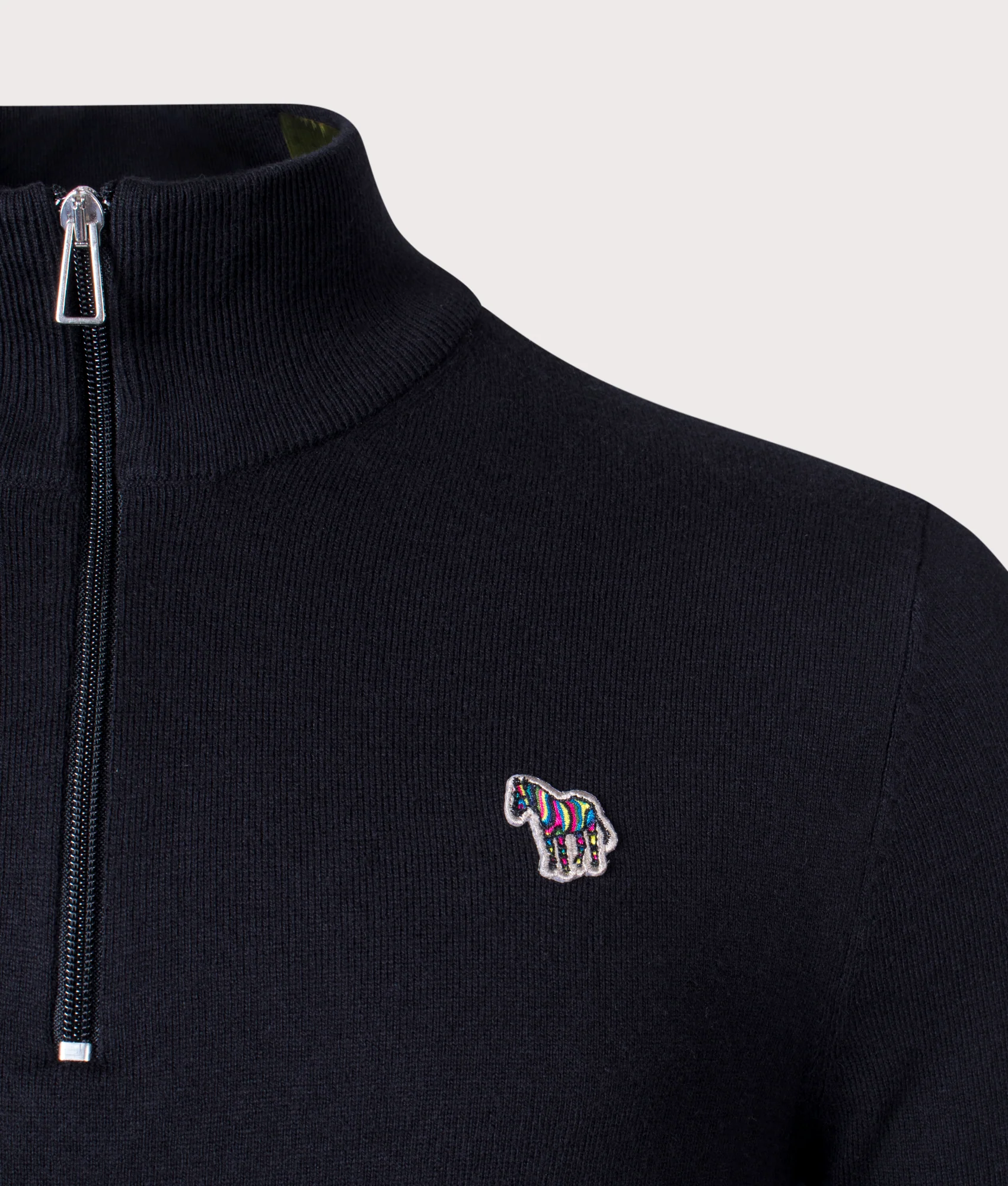 Regular Fit Quarter Zip Zebra Badge Knit Jumper - Image 2