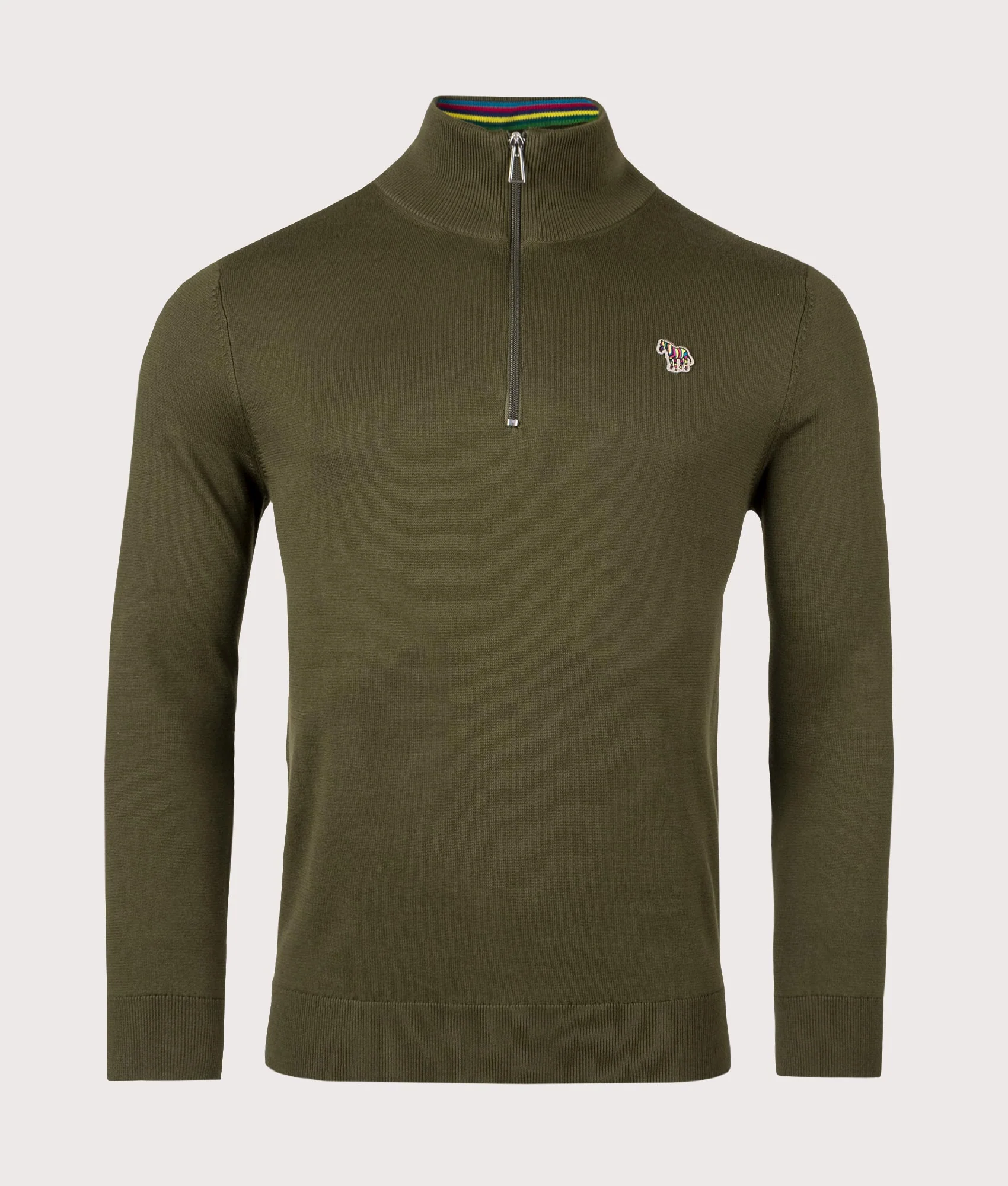 Regular Fit Quarter Zip Zebra Badge Knit