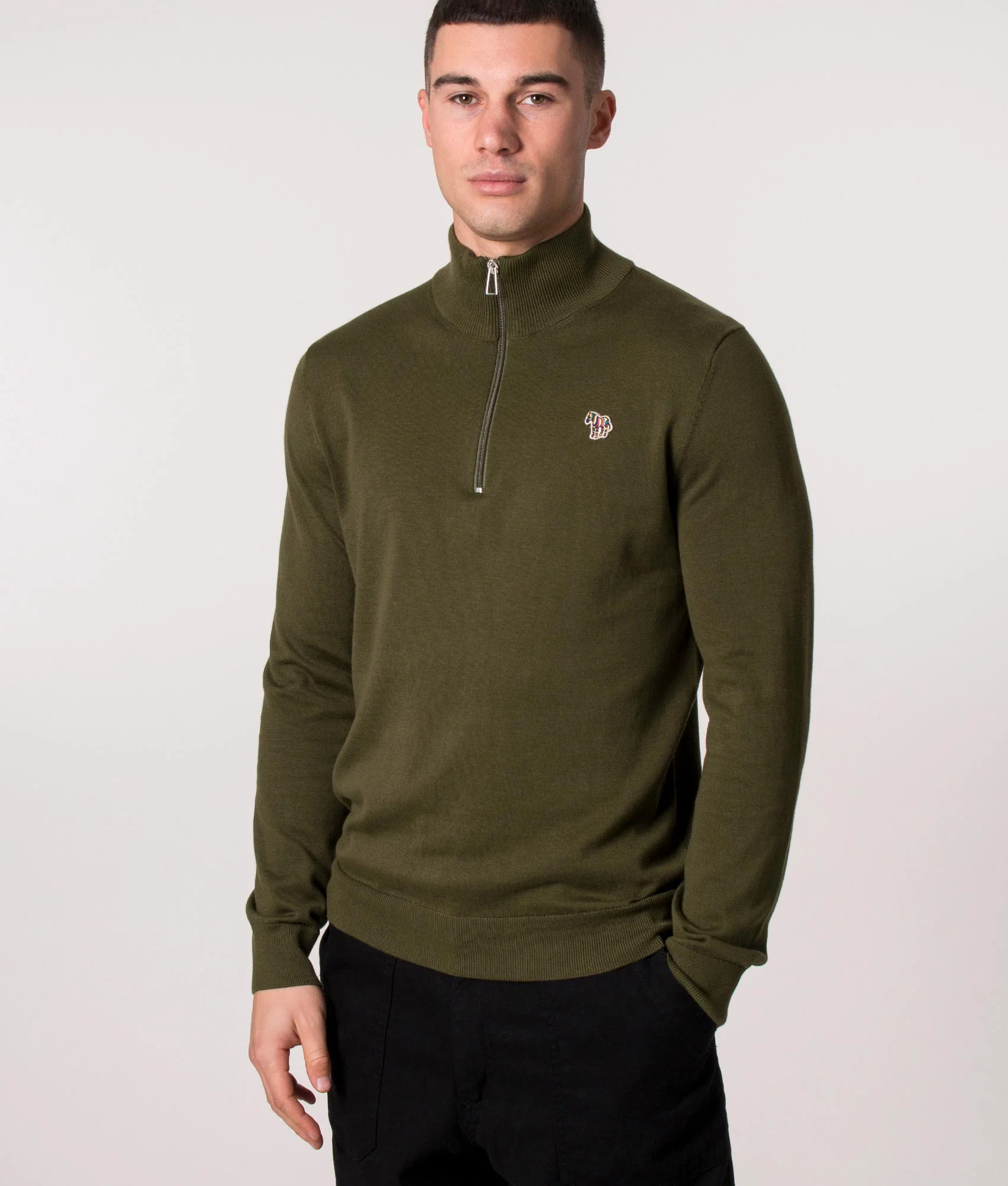 Regular Fit Quarter Zip Zebra Badge Knit - Image 2