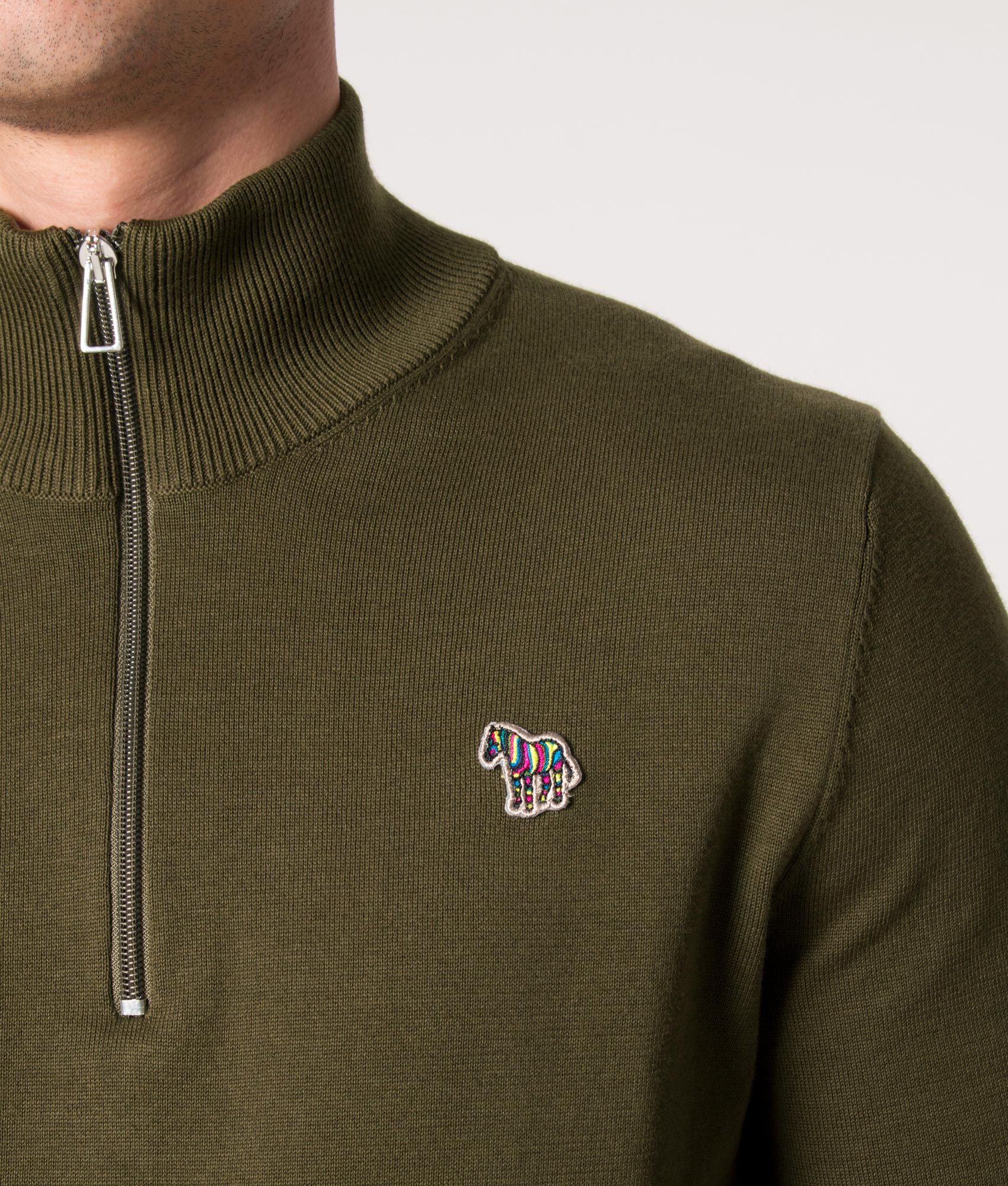 Regular Fit Quarter Zip Zebra Badge Knit - Image 3