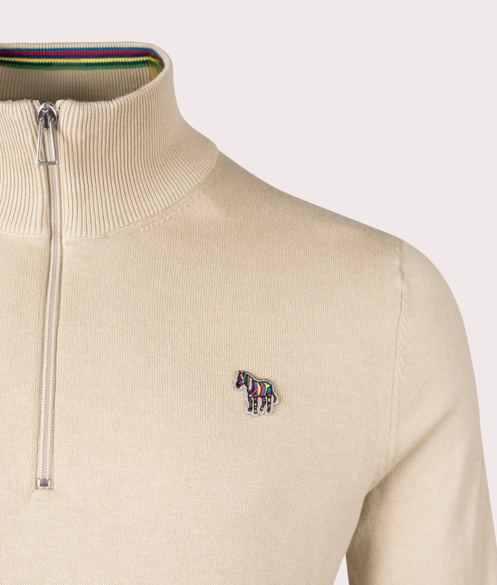 Regular Fit Quarter Zip Zebra Badge Sweatshirt - Image 2