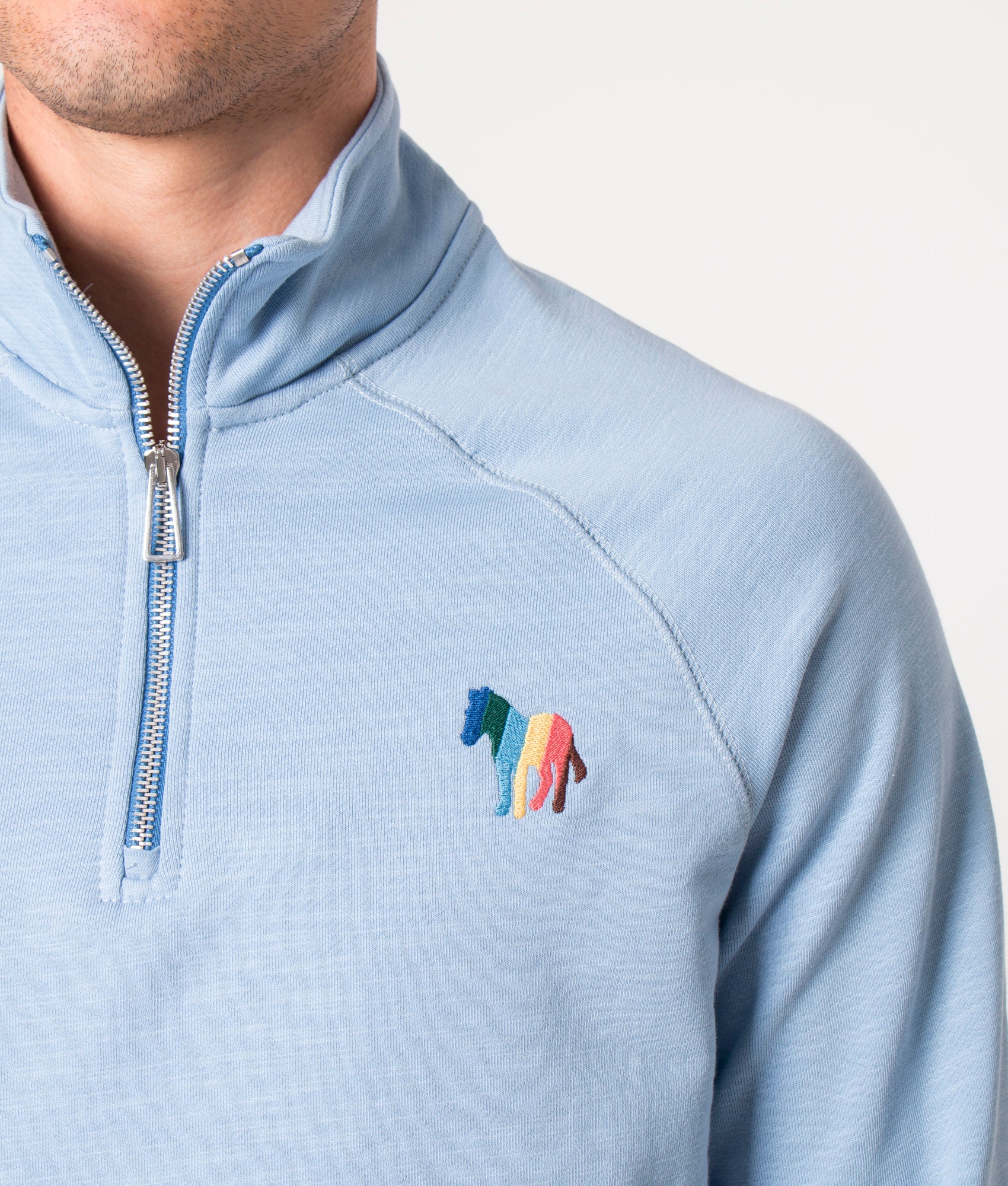Regular Fit Quarter Zip Broad Stripe Zebra Sweatshirt - Image 2