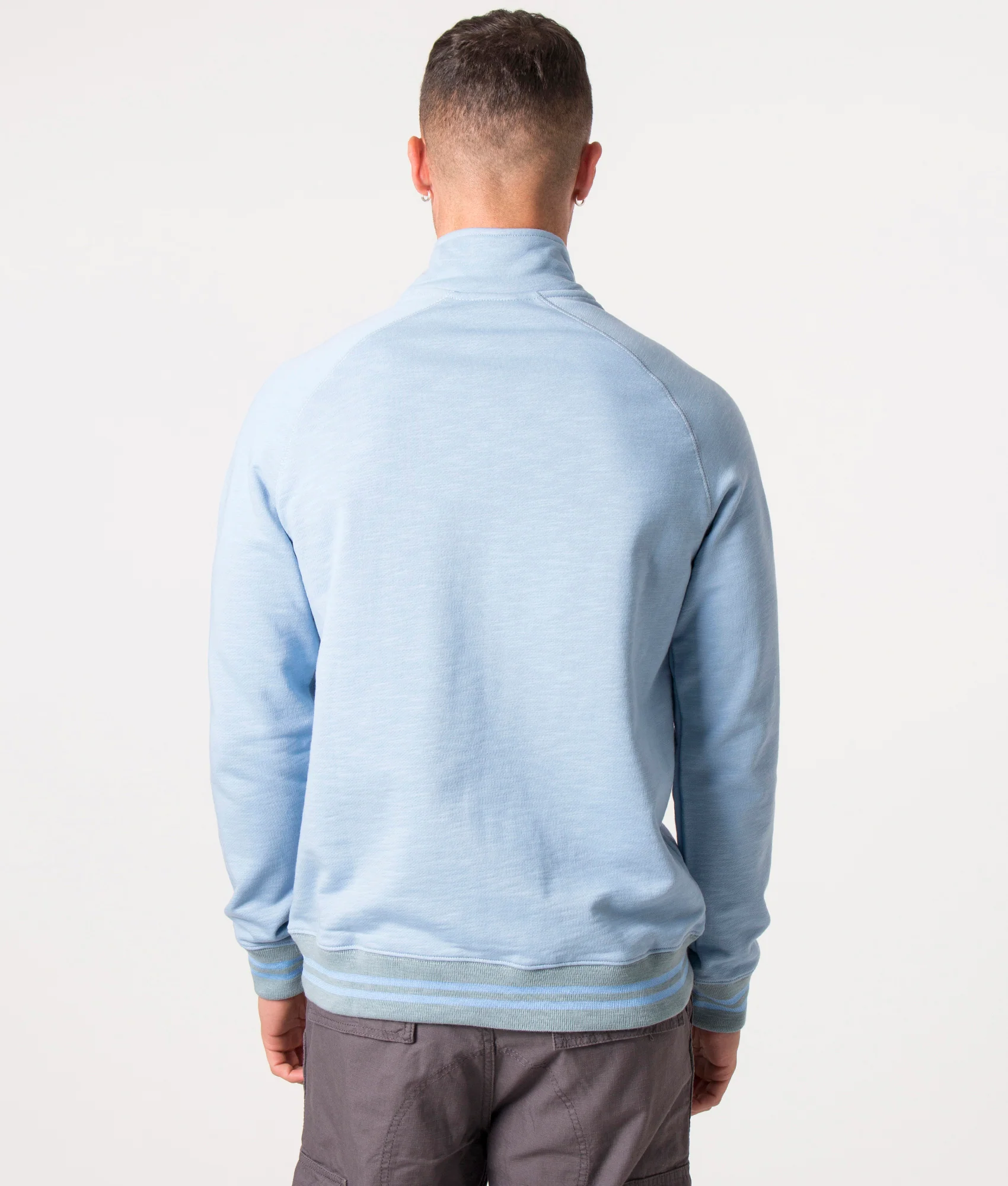 Regular Fit Quarter Zip Broad Stripe Zebra Sweatshirt - Image 3