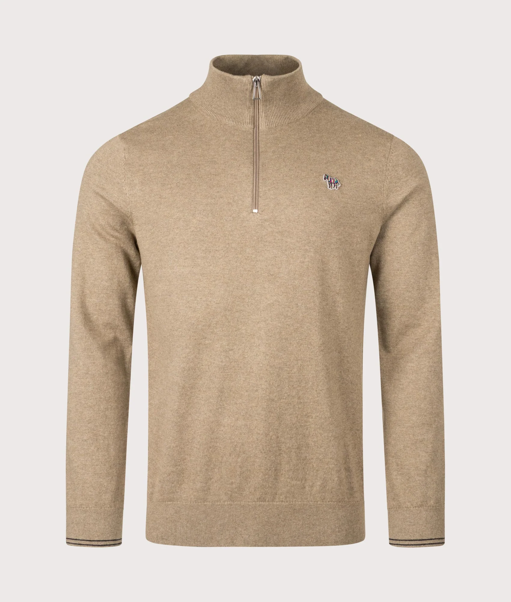 Regular Fit Quarter Zip Zebra Logo Jumper