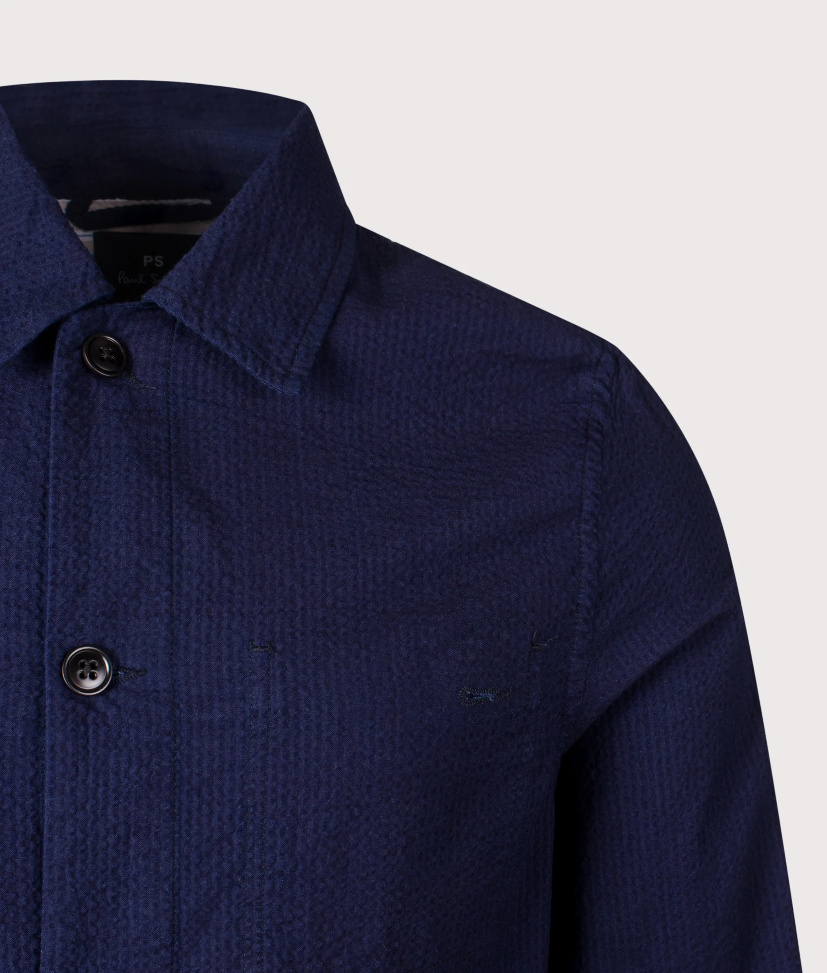 Relaxed Fit Cotton Seersucker Work Jacket - Image 3