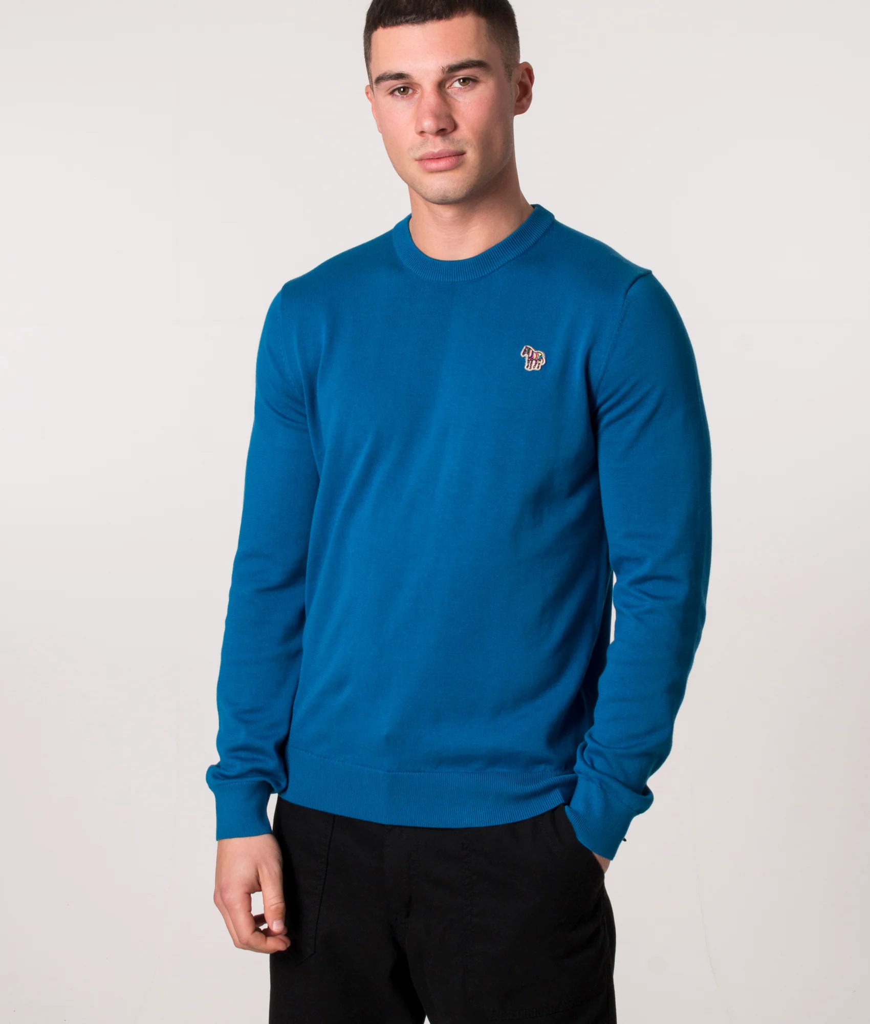 Regular Fit Zebra Badge Lightweight Jumper