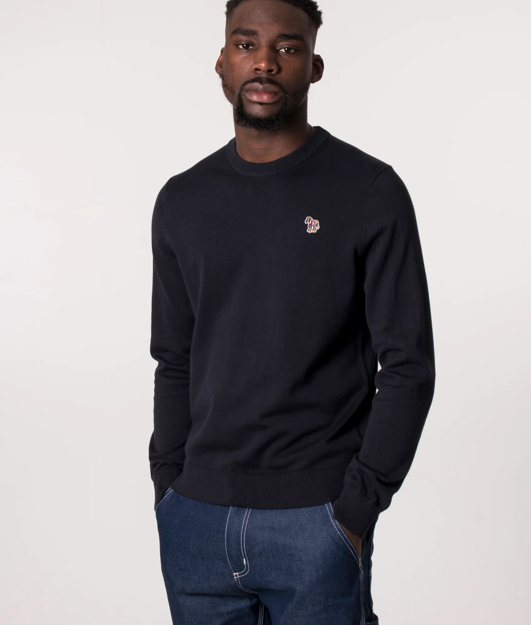 Regular Fit Zebra Badge Lightweight Jumper