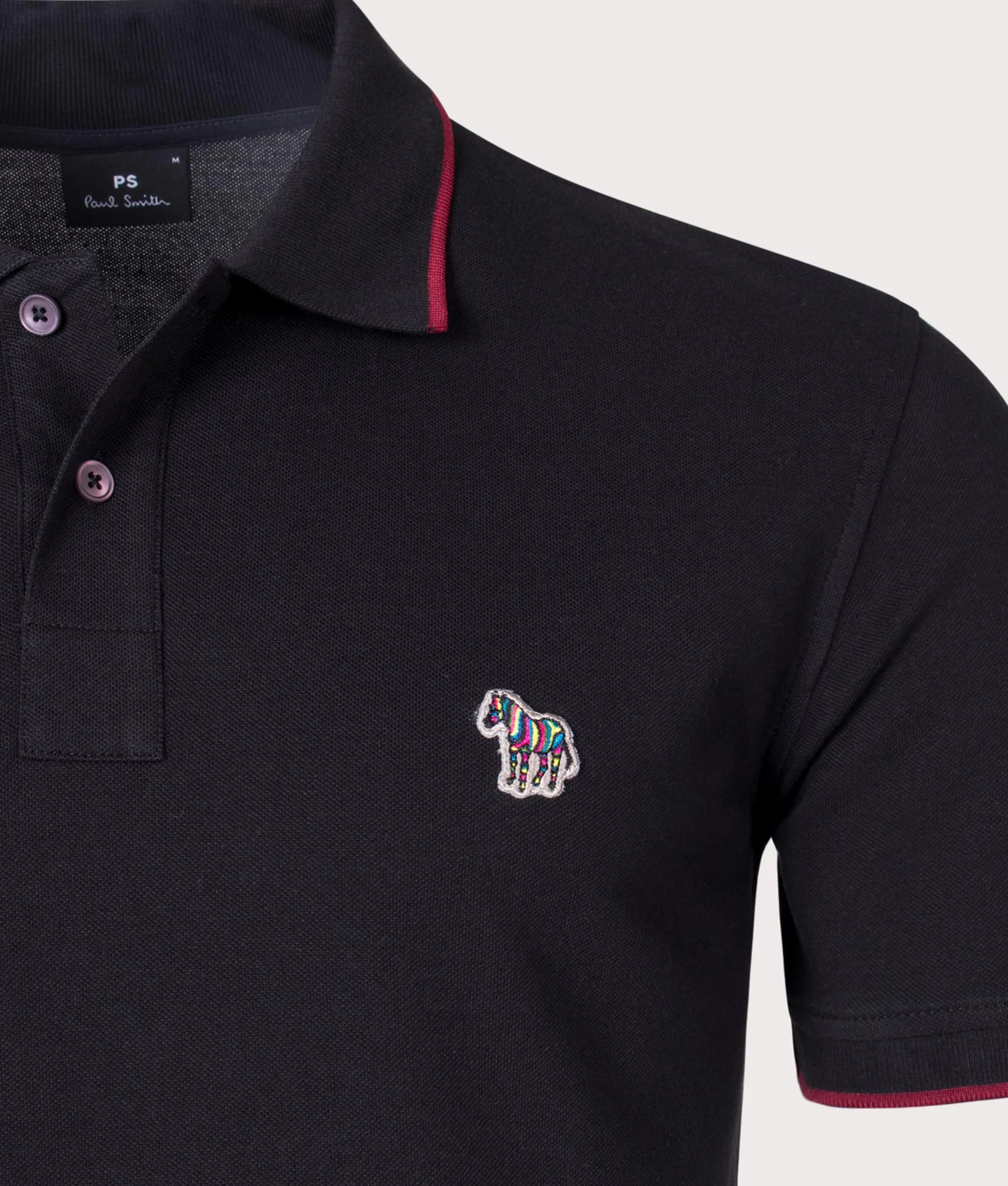 Regular Fit Contrast Tipped Zebra Badge Polo Shirt - Image 2