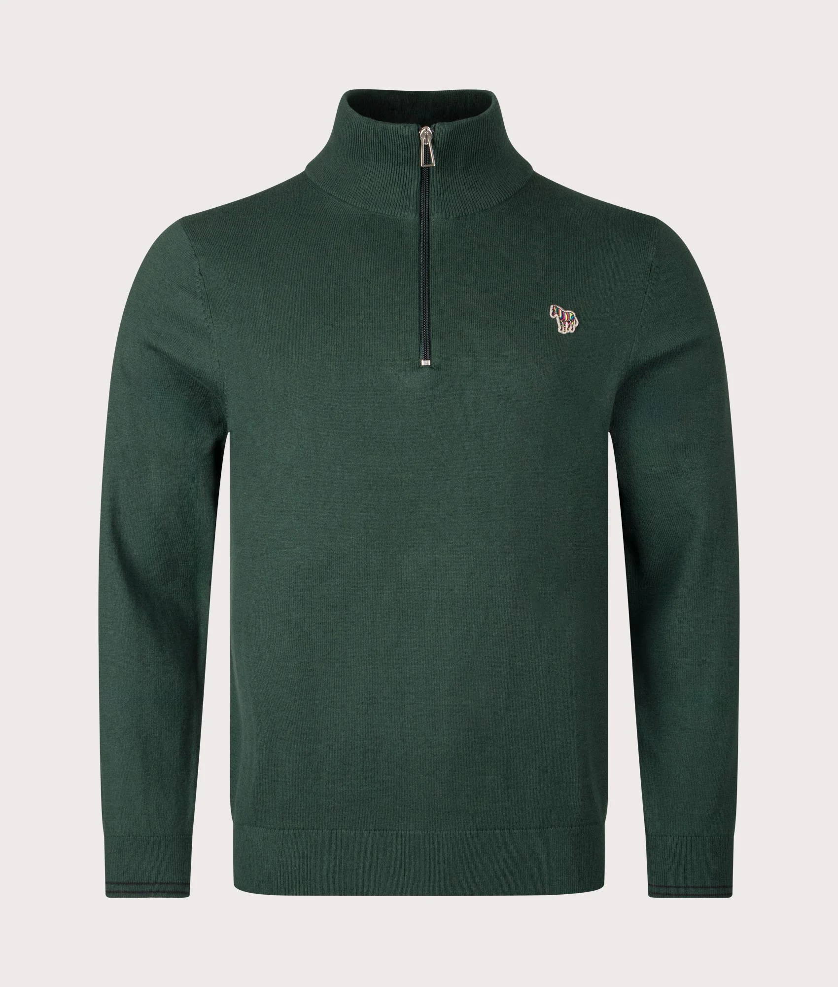Regular Fit Zebra Badge Quarter Zip Jumper