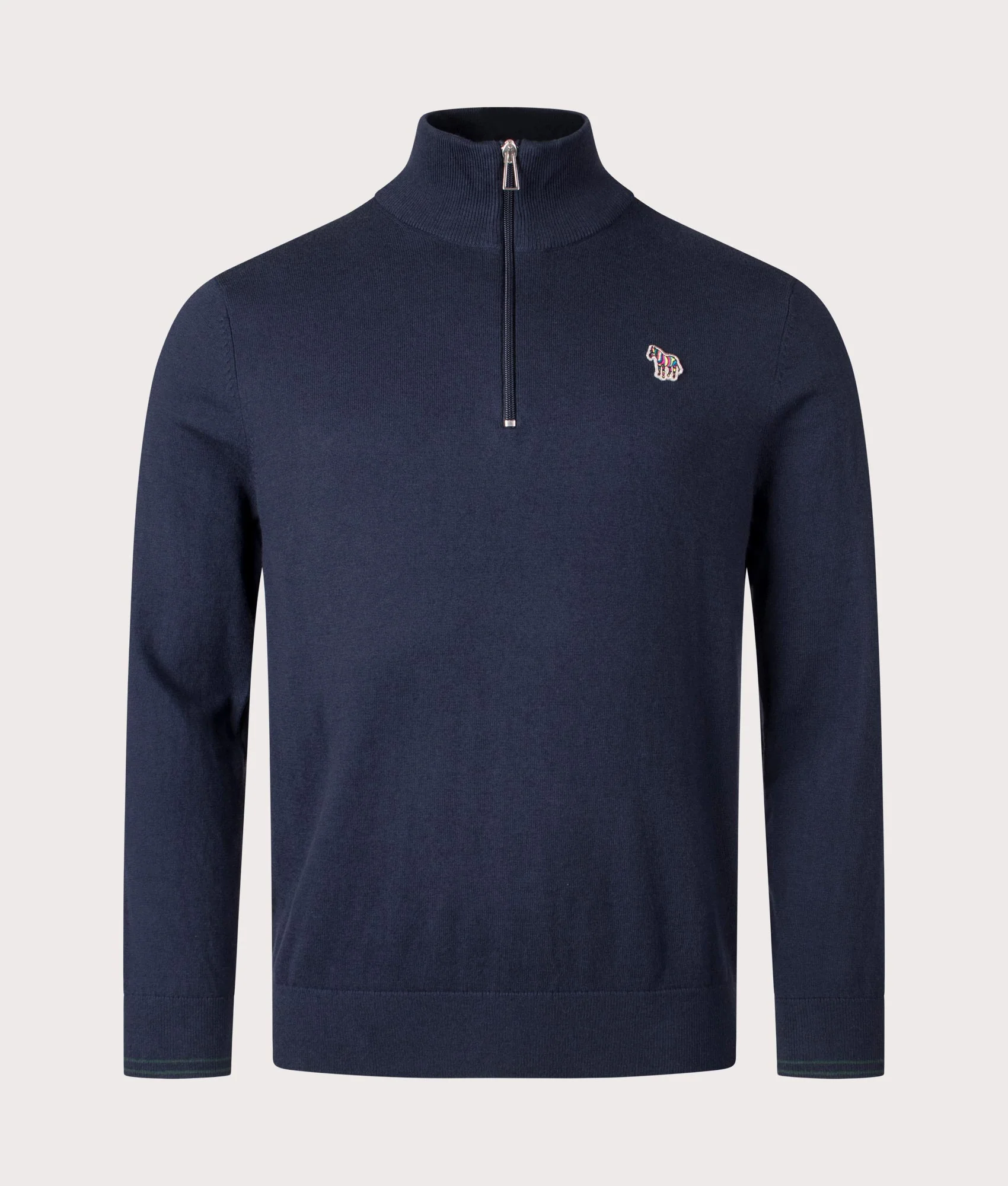 Regular Fit Zebra Badge Quarter Zip Jumper