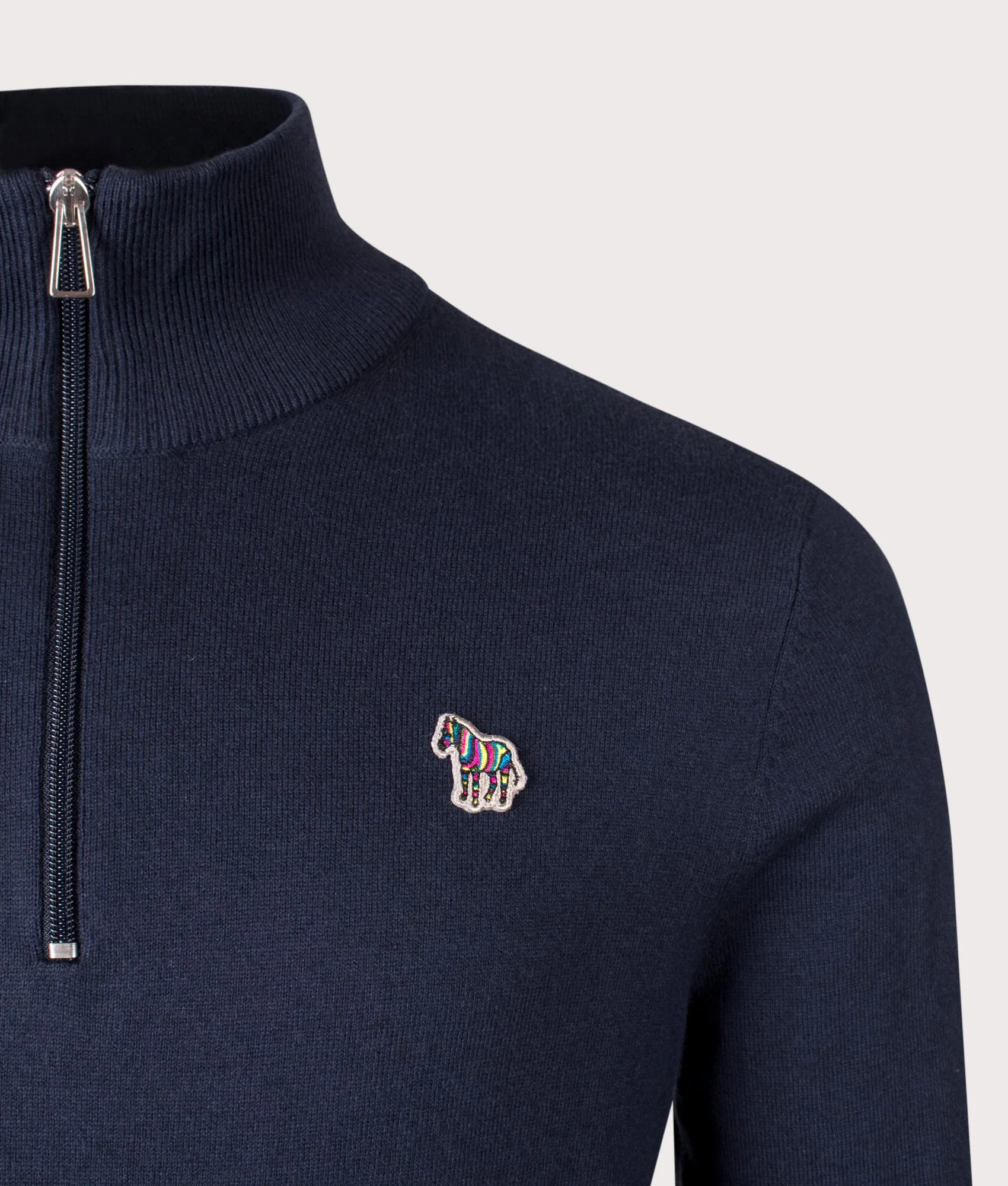 Regular Fit Zebra Badge Quarter Zip Jumper - Image 2