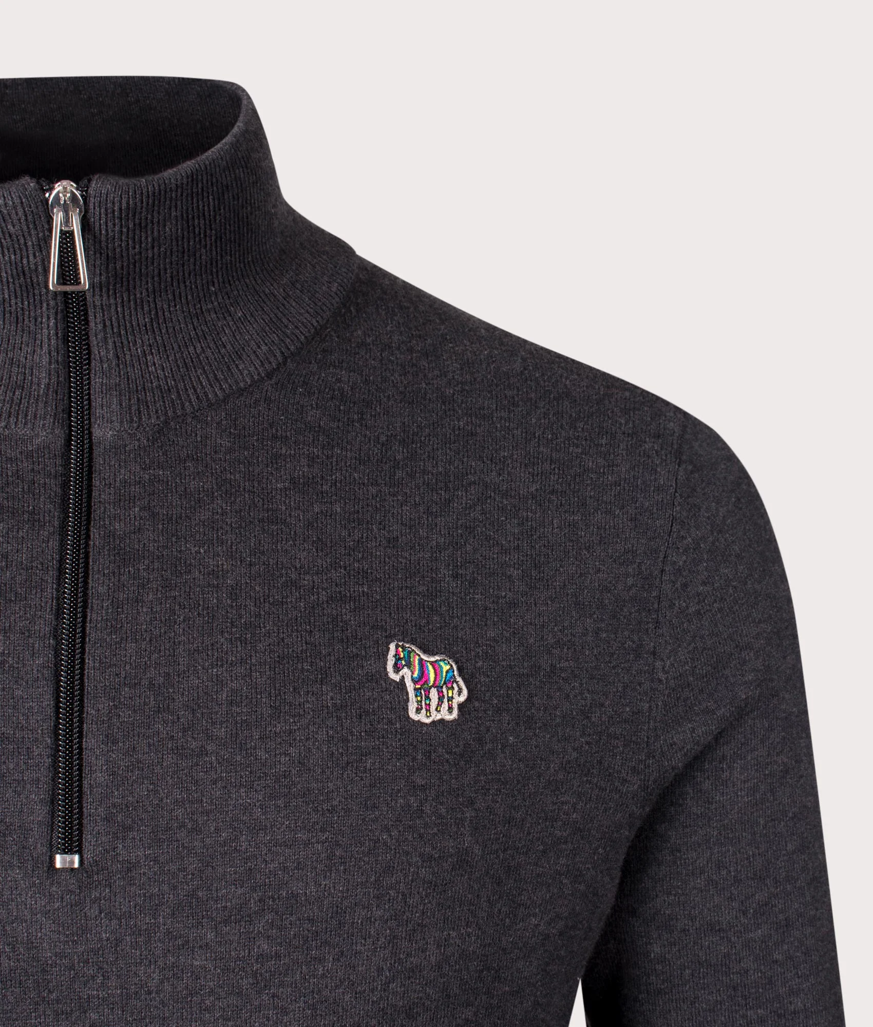 Regular Fit Zebra Badge Quarter Zip Jumper - Image 2
