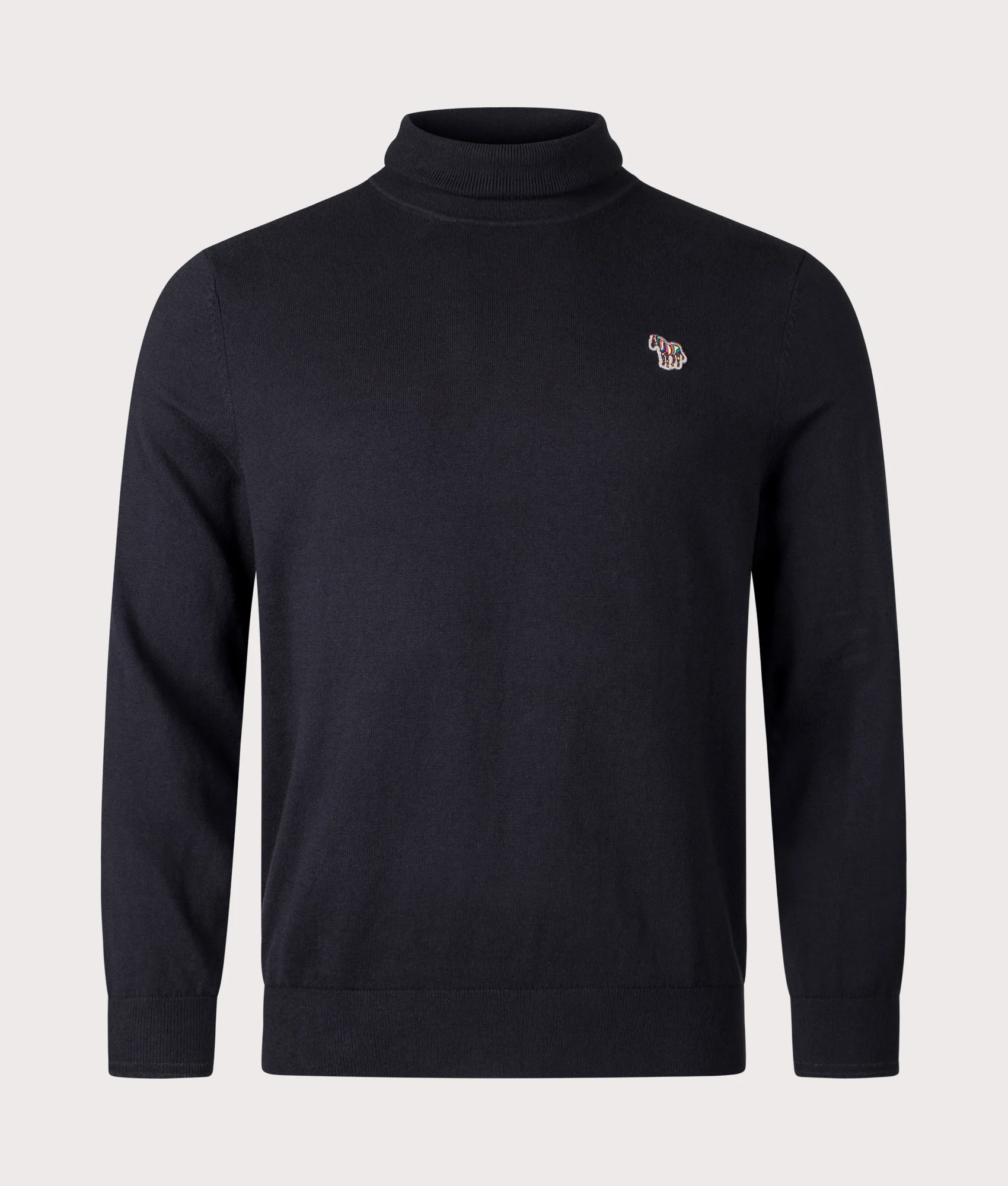 Regular Fit Zebra Badge Roll Neck Jumper