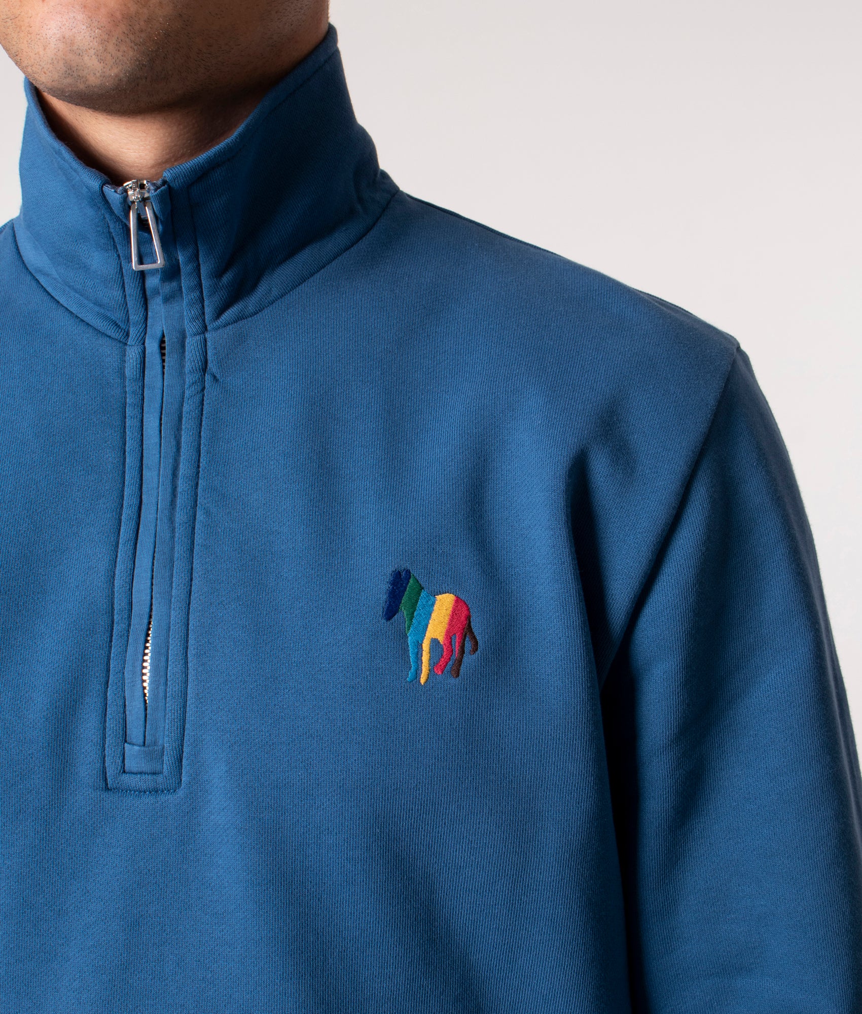 Regular Fit Zebra Emblem Quarter Zip Sweatshirt - Image 2